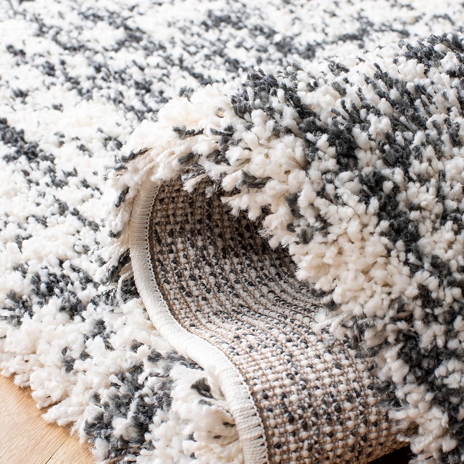 image:imageSAFAVIEH Hudson Shag Collection Area Rug 9 x 12 Ivory amp Dark Grey Modern Abstract Design NonShedding amp Easy Care 2inch Thick Ideal for High Traffic Areas in Living Room Bedroom SGH294AIvoryDark Grey