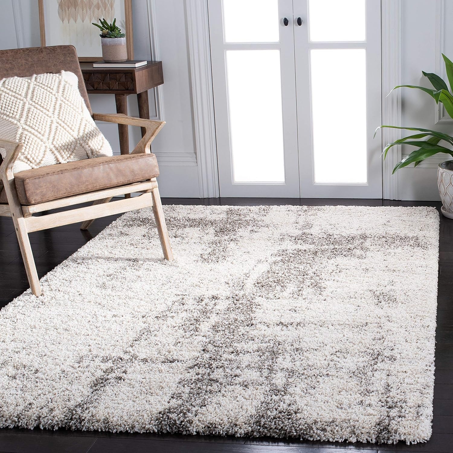 image:imageSAFAVIEH Hudson Shag Collection Area Rug 9 x 12 Ivory amp Grey Modern Abstract Design NonShedding amp Easy Care 2inch Thick Ideal for High Traffic Areas in Living Room Bedroom SGH205AIvoryGrey