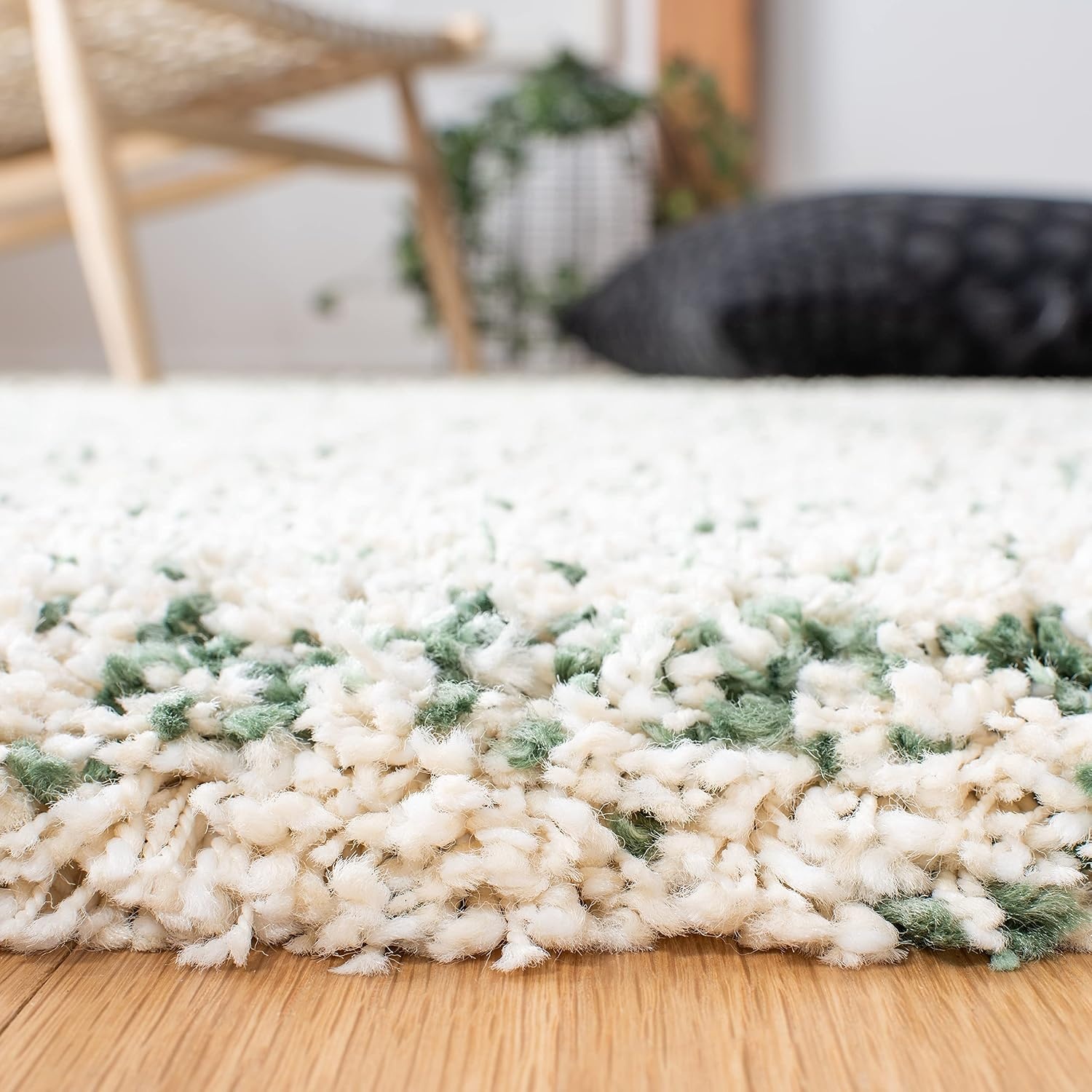 image:imageSAFAVIEH Hudson Shag Collection Area Rug 9 x 12 IvoryGreen Geometric Design Plush 19 Inch Thick Ideal for High Traffic Areas in Living Room Bedroom Dining SGH295X