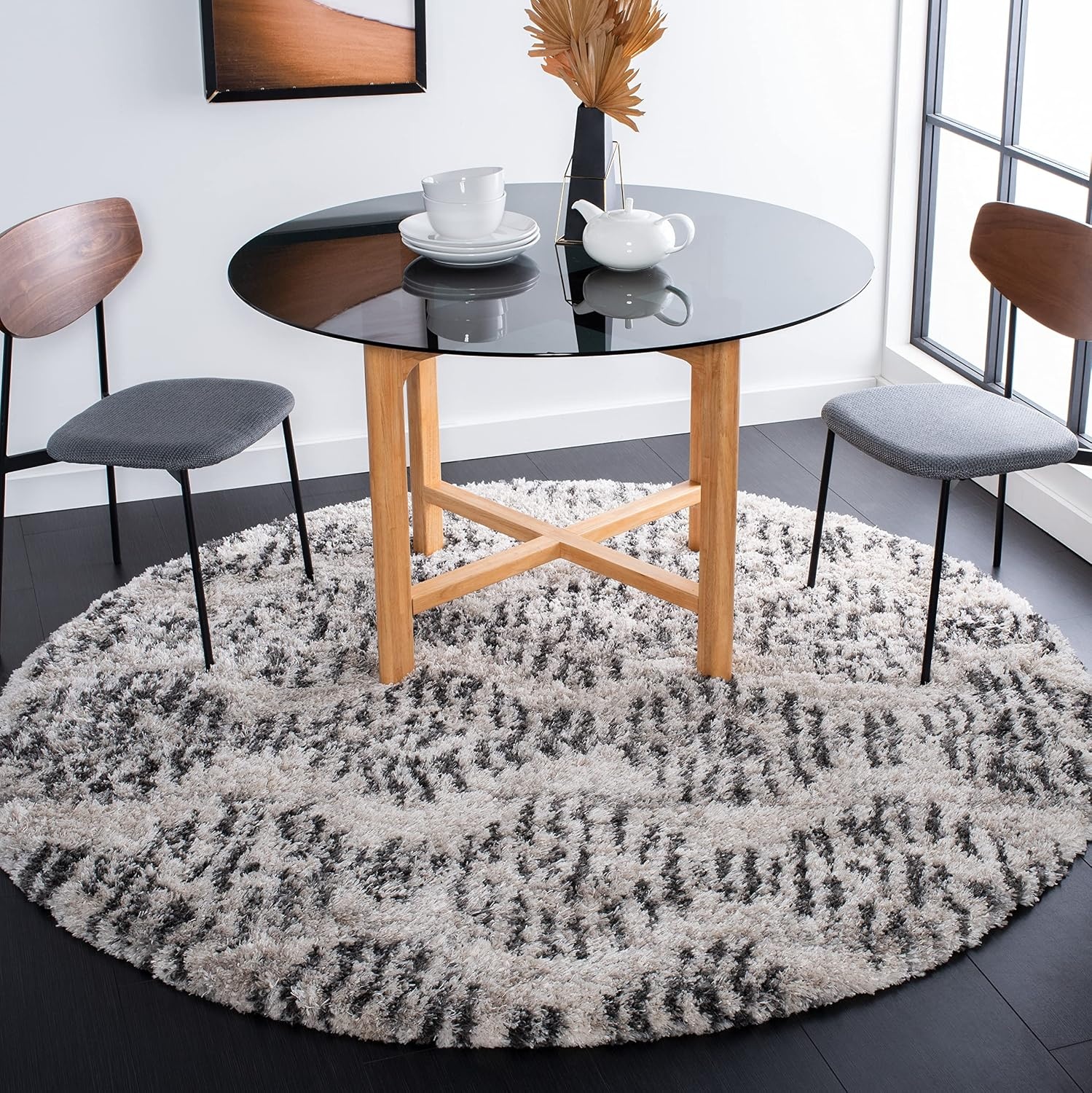 image:imageSAFAVIEH Iceland Shag Collection Area Rug 9 x 12 Cream amp Grey Modern Design NonShedding amp Easy Care 26inch Thick Ideal for High Traffic Areas in Living Room Bedroom ISG518ACreamGrey