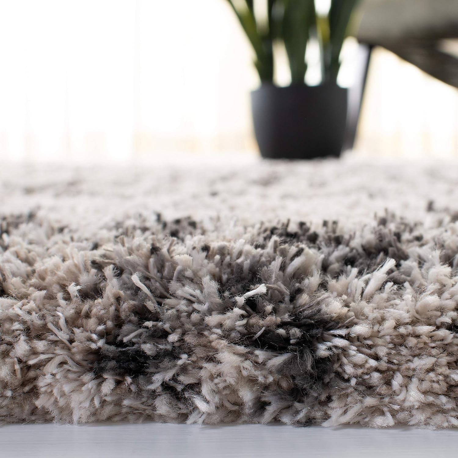 image:imageSAFAVIEH Iceland Shag Collection Area Rug 9 x 12 Cream amp Grey Modern Design NonShedding amp Easy Care 26inch Thick Ideal for High Traffic Areas in Living Room Bedroom ISG518ACreamGrey