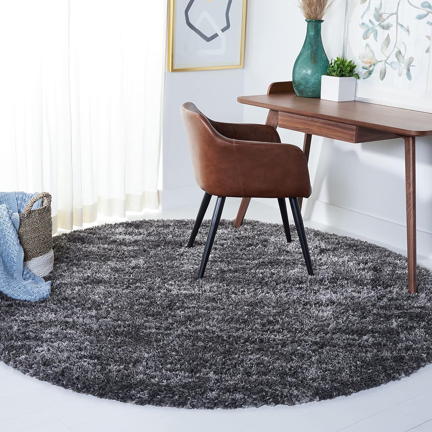image:imageSAFAVIEH Iceland Shag Collection Area Rug 9 x 12 Dark Grey amp Ivory Modern Design NonShedding amp Easy Care 26inch Thick Ideal for High Traffic Areas in Living Room Bedroom ISG511HDark GreyIvory