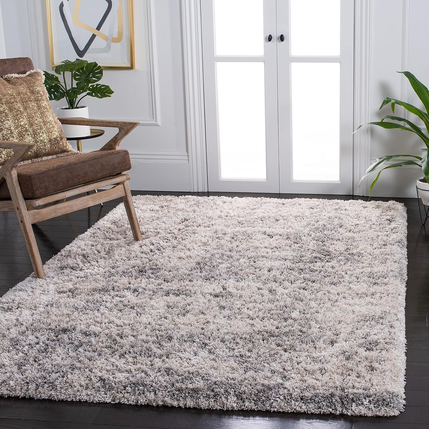 image:imageSAFAVIEH Iceland Shag Collection Area Rug 9 x 12 Dark Grey amp Ivory Modern Design NonShedding amp Easy Care 26inch Thick Ideal for High Traffic Areas in Living Room Bedroom ISG511HIvoryGrey