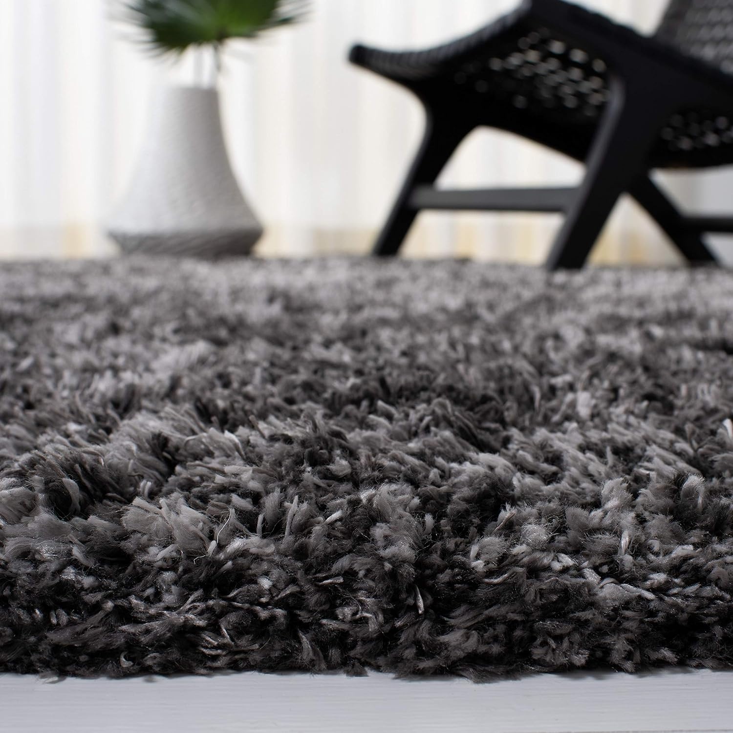 image:imageSAFAVIEH Iceland Shag Collection Area Rug 9 x 12 Dark Grey amp Ivory Modern Design NonShedding amp Easy Care 26inch Thick Ideal for High Traffic Areas in Living Room Bedroom ISG511HDark GreyIvory
