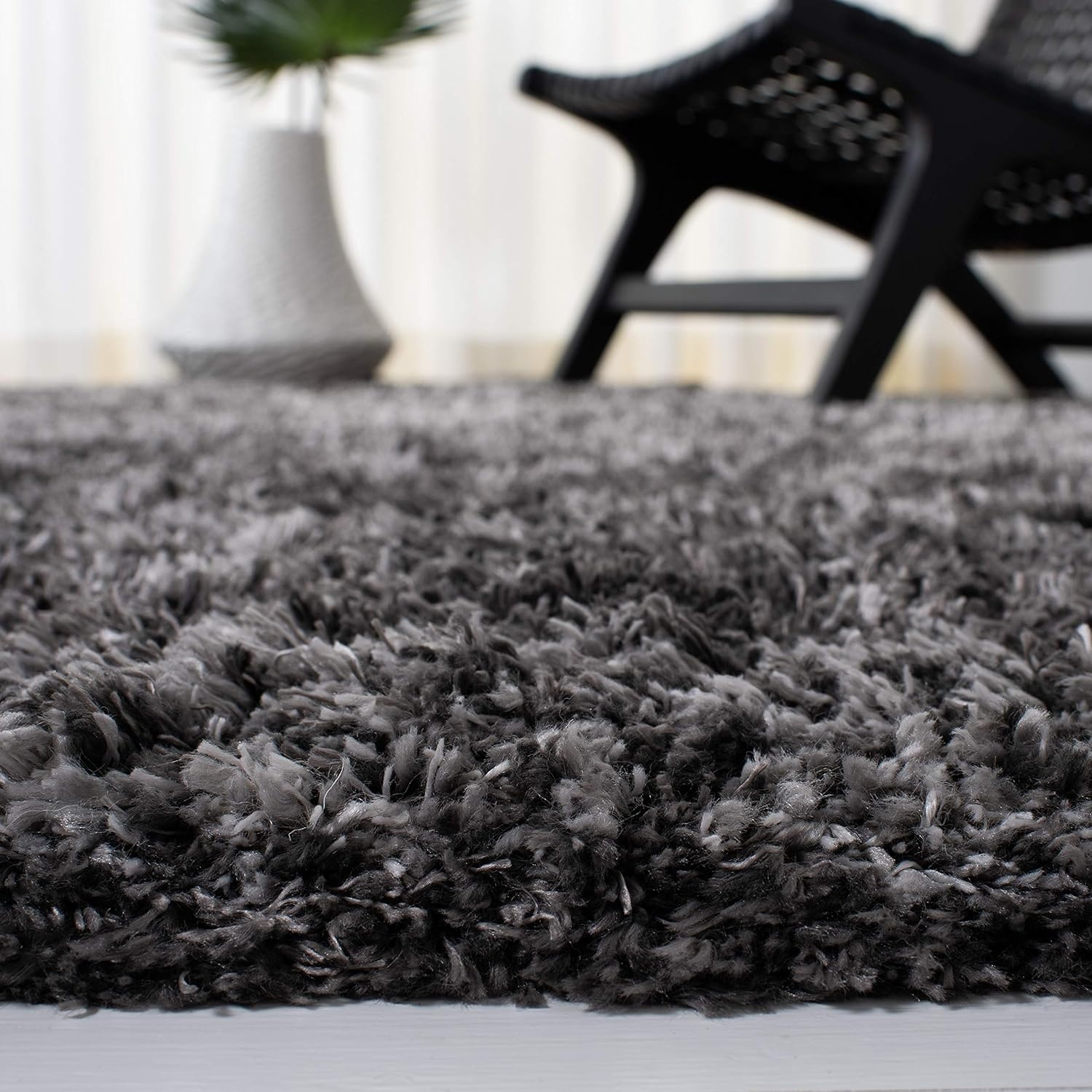 image:imageSAFAVIEH Iceland Shag Collection Area Rug 9 x 12 Dark Grey amp Ivory Modern Design NonShedding amp Easy Care 26inch Thick Ideal for High Traffic Areas in Living Room Bedroom ISG511HDark GreyIvory