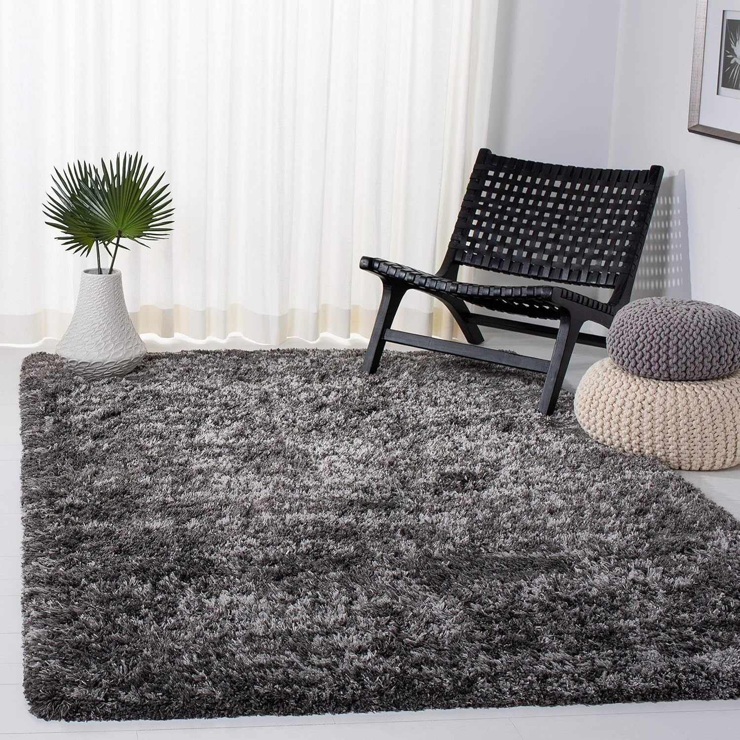 image:imageSAFAVIEH Iceland Shag Collection Area Rug 9 x 12 Dark Grey amp Ivory Modern Design NonShedding amp Easy Care 26inch Thick Ideal for High Traffic Areas in Living Room Bedroom ISG511HDark GreyIvory