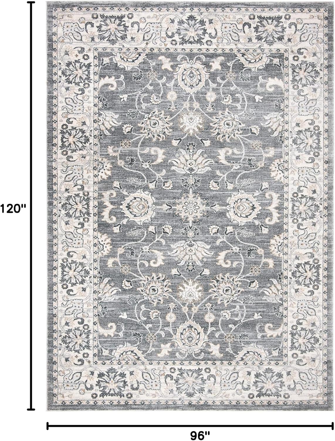 image:imageSAFAVIEH Isabella Collection Area Rug 9 x 12 Light Blue amp Cream Oriental Design NonShedding amp Easy Care Ideal for High Traffic Areas in Living Room Bedroom ISA940MGreyCream