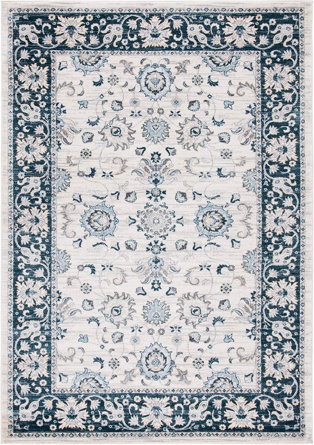 image:imageSAFAVIEH Isabella Collection Area Rug 9 x 12 Light Blue amp Cream Oriental Design NonShedding amp Easy Care Ideal for High Traffic Areas in Living Room Bedroom ISA940MCreamNavy