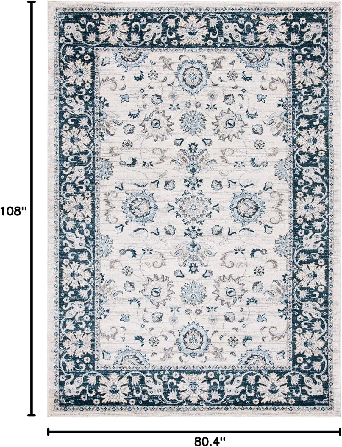 image:imageSAFAVIEH Isabella Collection Area Rug 9 x 12 Light Blue amp Cream Oriental Design NonShedding amp Easy Care Ideal for High Traffic Areas in Living Room Bedroom ISA940MCreamNavy