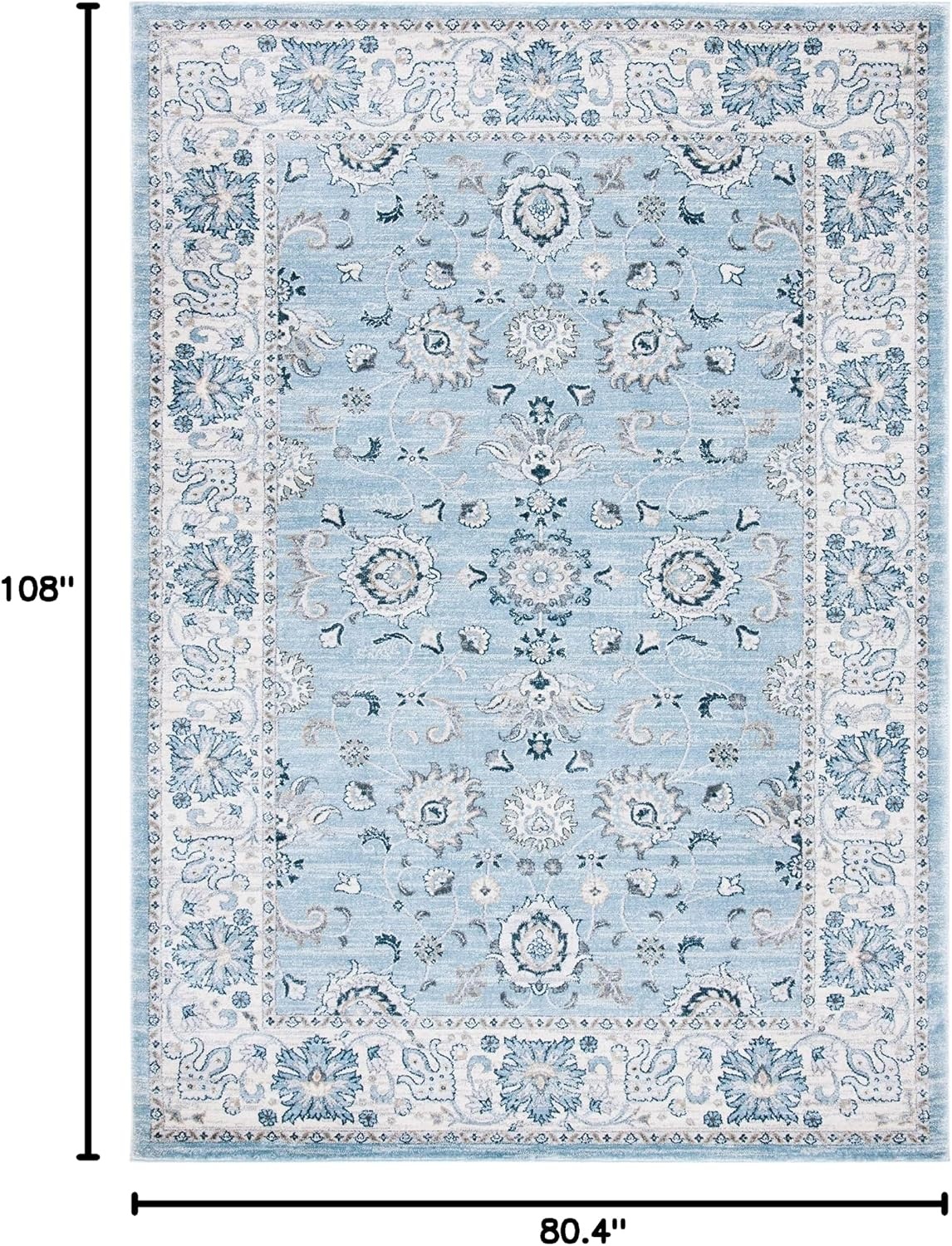 image:imageSAFAVIEH Isabella Collection Area Rug 9 x 12 Light Blue amp Cream Oriental Design NonShedding amp Easy Care Ideal for High Traffic Areas in Living Room Bedroom ISA940MLight BlueCream