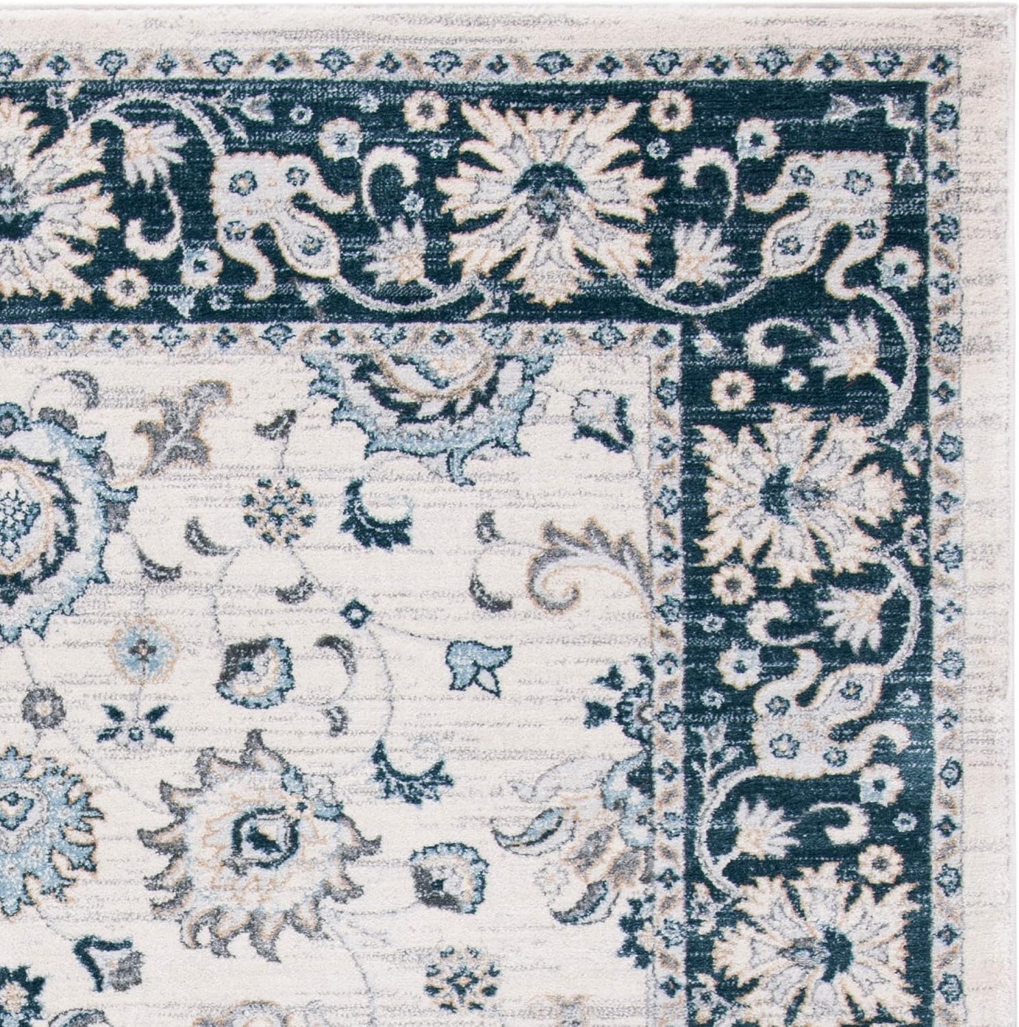 image:imageSAFAVIEH Isabella Collection Area Rug 9 x 12 Light Blue amp Cream Oriental Design NonShedding amp Easy Care Ideal for High Traffic Areas in Living Room Bedroom ISA940MCreamNavy