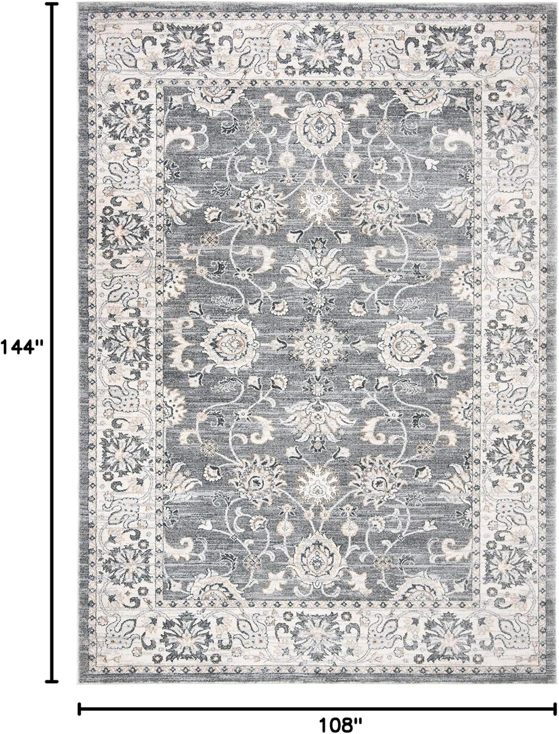image:imageSAFAVIEH Isabella Collection Area Rug 9 x 12 Light Blue amp Cream Oriental Design NonShedding amp Easy Care Ideal for High Traffic Areas in Living Room Bedroom ISA940MGreyCream