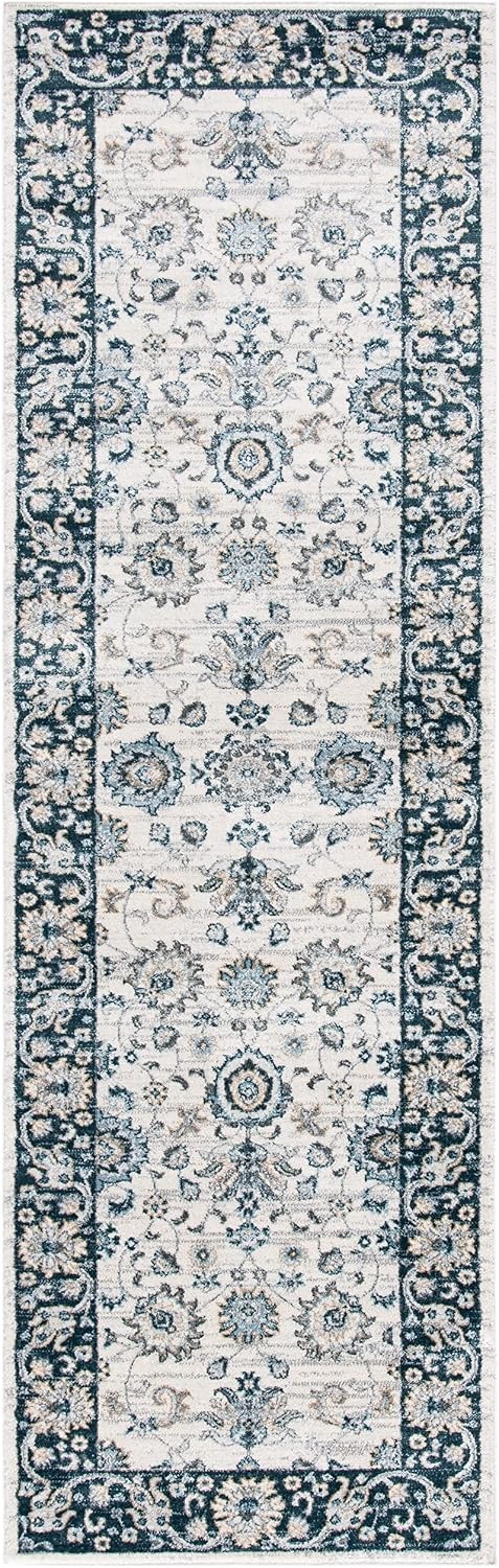 image:imageSAFAVIEH Isabella Collection Area Rug 9 x 12 Light Blue amp Cream Oriental Design NonShedding amp Easy Care Ideal for High Traffic Areas in Living Room Bedroom ISA940MCreamNavy