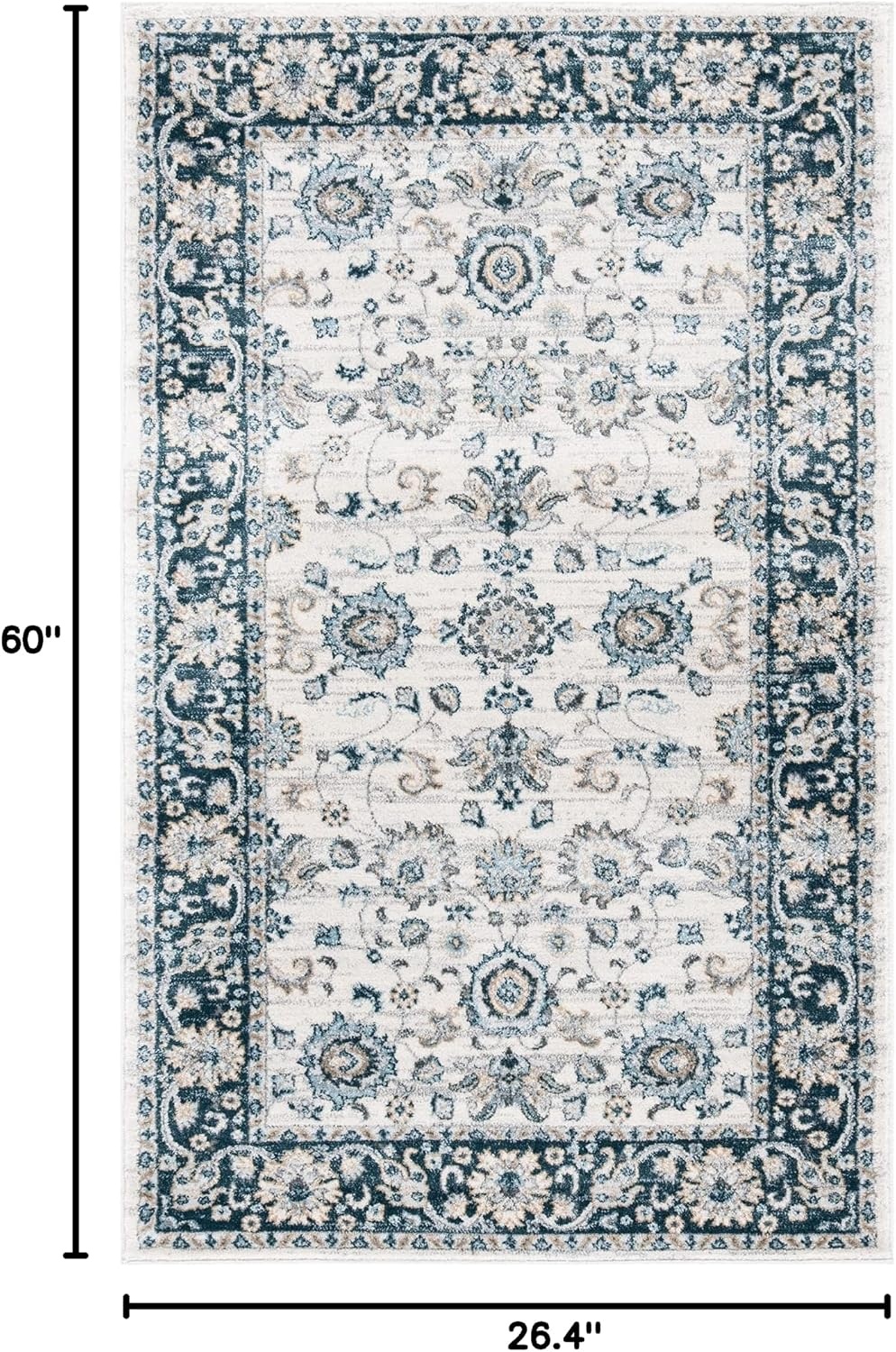 image:imageSAFAVIEH Isabella Collection Area Rug 9 x 12 Light Blue amp Cream Oriental Design NonShedding amp Easy Care Ideal for High Traffic Areas in Living Room Bedroom ISA940MCreamNavy