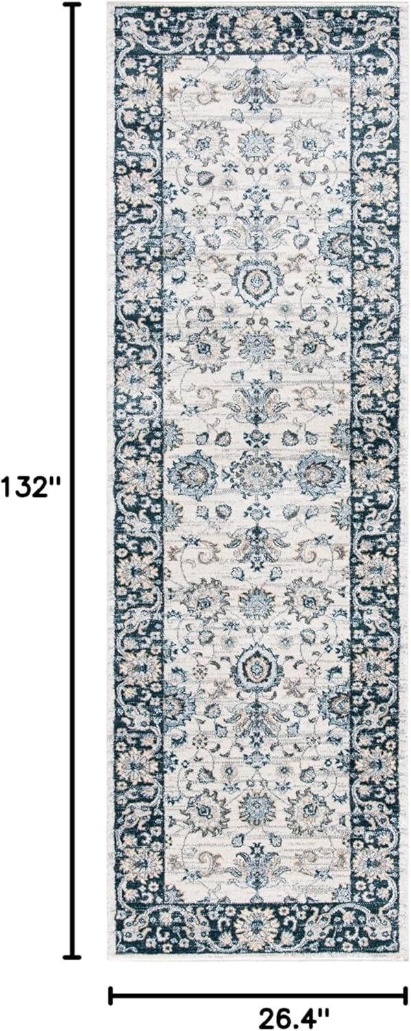 image:imageSAFAVIEH Isabella Collection Area Rug 9 x 12 Light Blue amp Cream Oriental Design NonShedding amp Easy Care Ideal for High Traffic Areas in Living Room Bedroom ISA940MCreamNavy