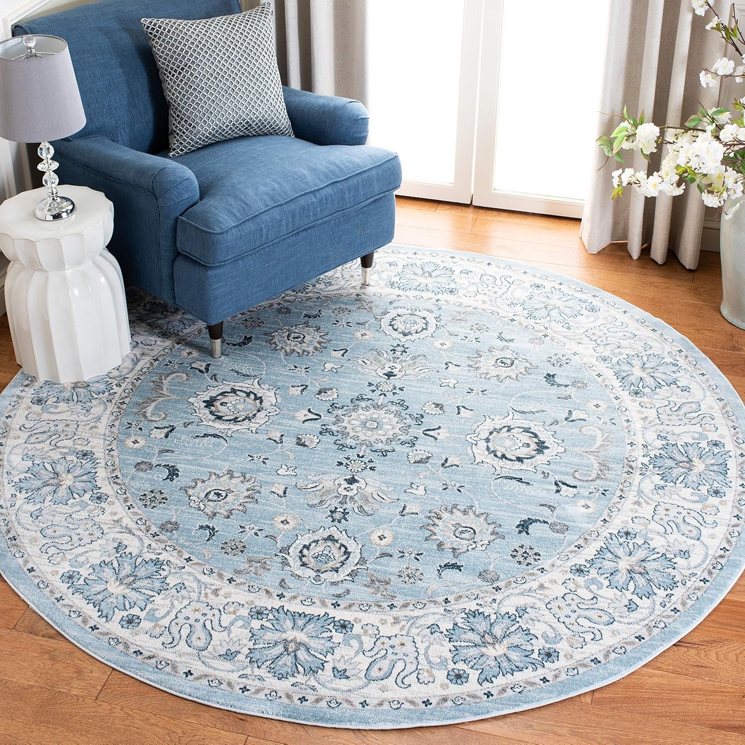 image:imageSAFAVIEH Isabella Collection Area Rug 9 x 12 Light Blue amp Cream Oriental Design NonShedding amp Easy Care Ideal for High Traffic Areas in Living Room Bedroom ISA940MLight BlueCream