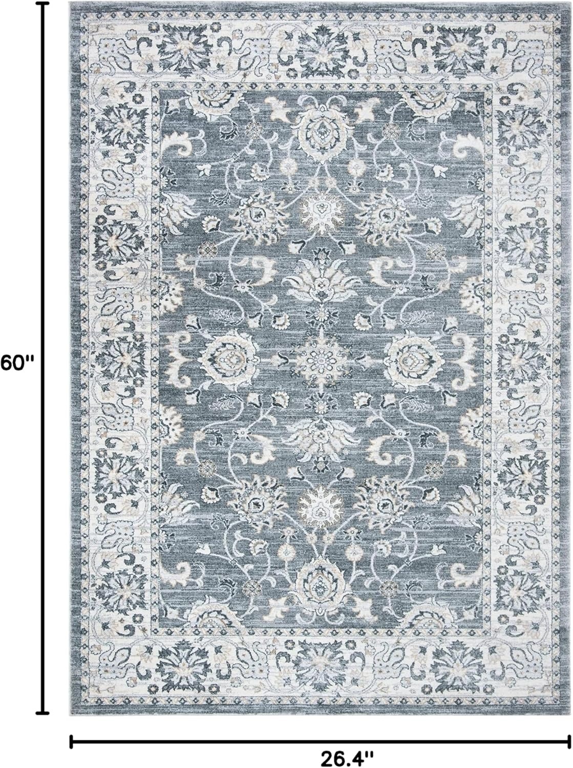 image:imageSAFAVIEH Isabella Collection Area Rug 9 x 12 Light Blue amp Cream Oriental Design NonShedding amp Easy Care Ideal for High Traffic Areas in Living Room Bedroom ISA940MGreyCream