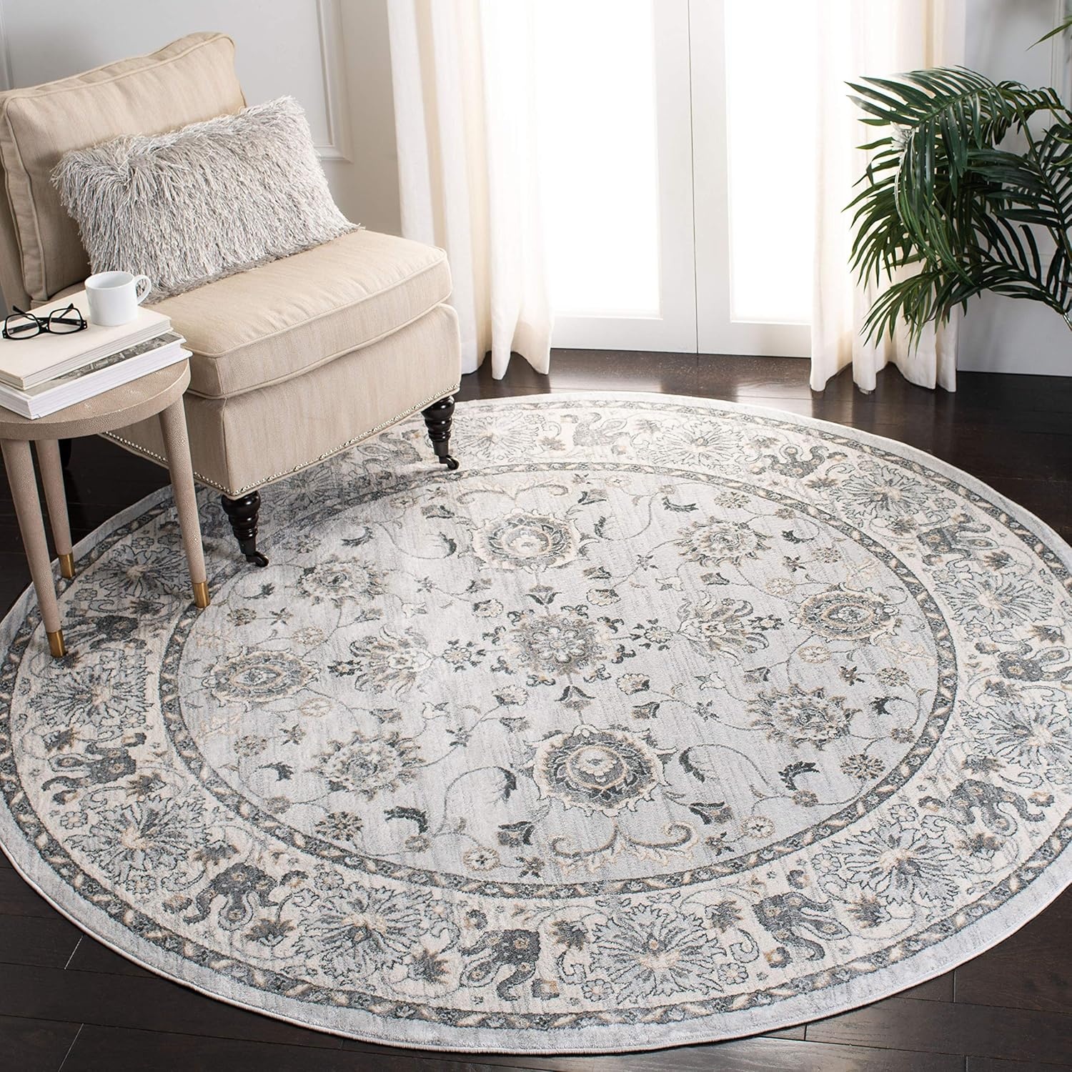 image:imageSAFAVIEH Isabella Collection Area Rug 9 x 12 Light Blue amp Cream Oriental Design NonShedding amp Easy Care Ideal for High Traffic Areas in Living Room Bedroom ISA940MLight GreyCream