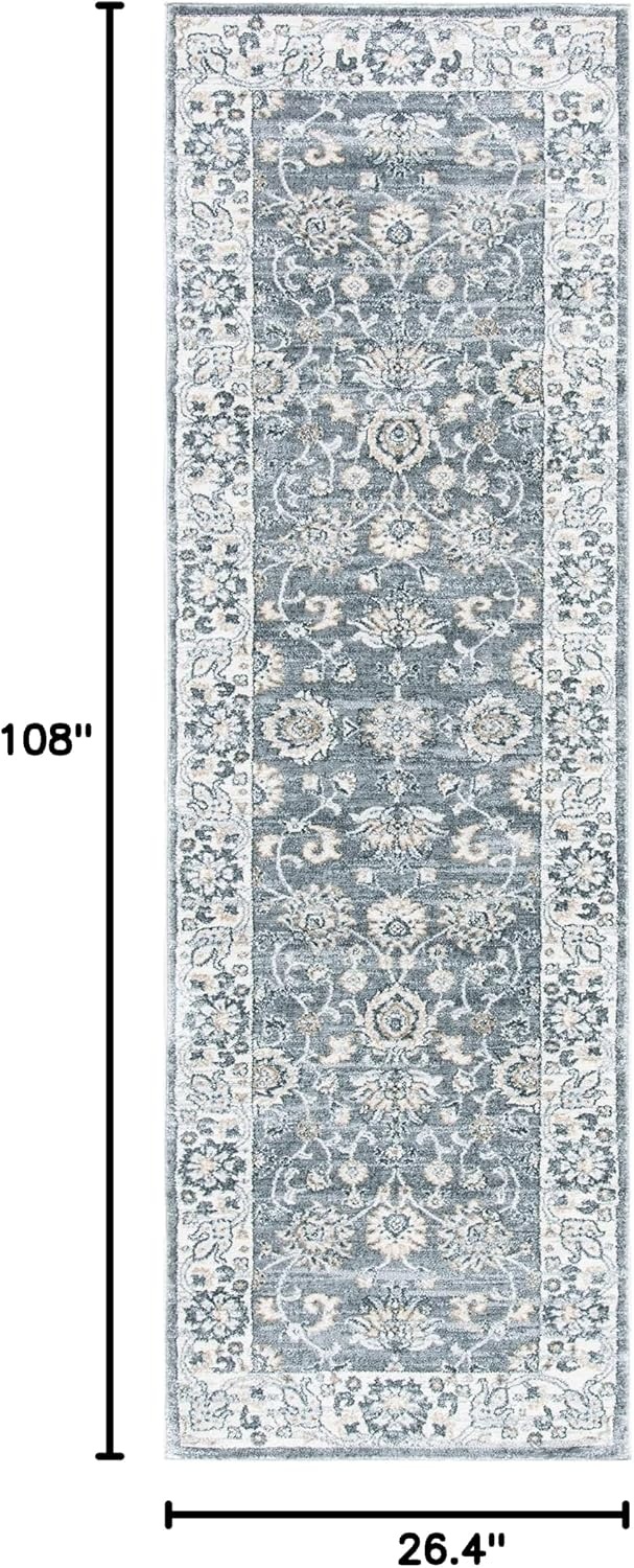 image:imageSAFAVIEH Isabella Collection Area Rug 9 x 12 Light Blue amp Cream Oriental Design NonShedding amp Easy Care Ideal for High Traffic Areas in Living Room Bedroom ISA940MGreyCream