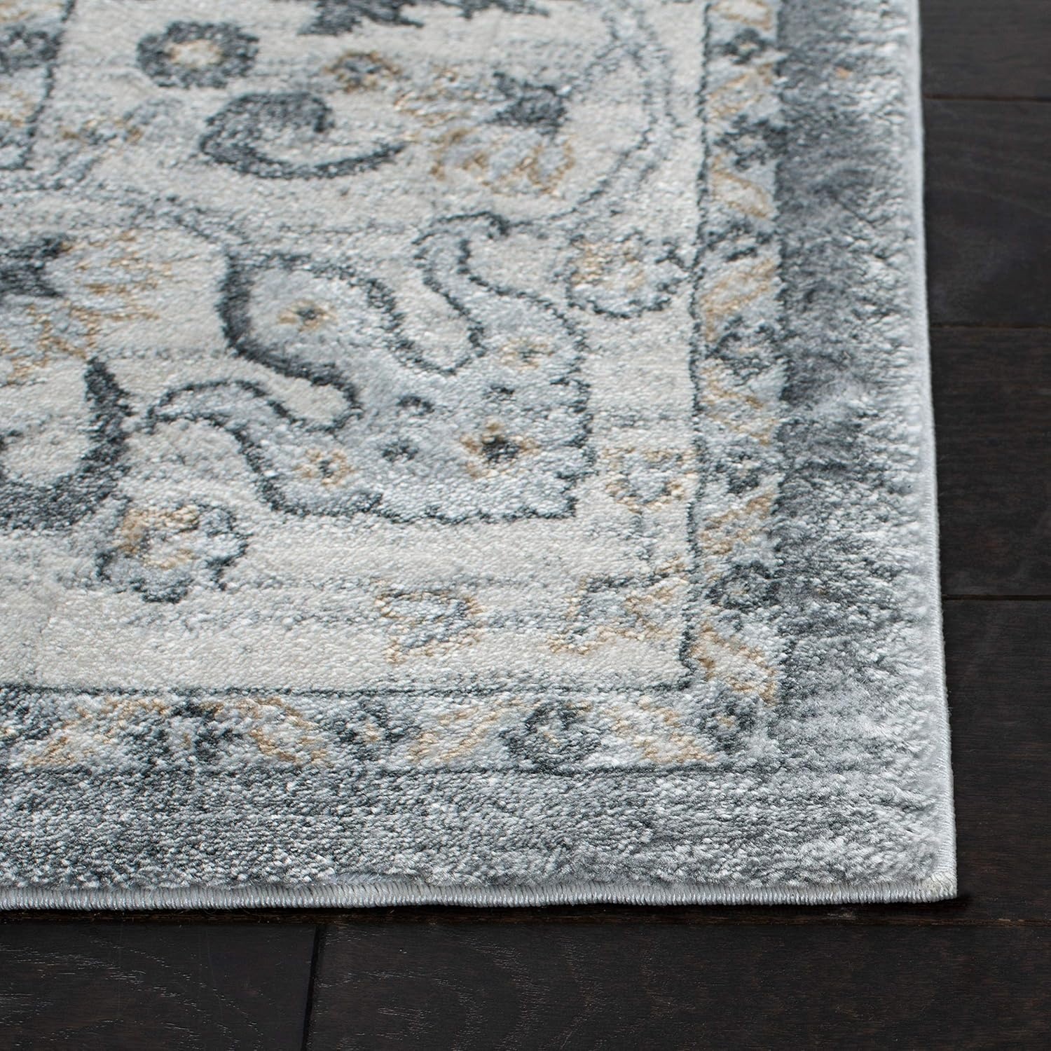 image:imageSAFAVIEH Isabella Collection Area Rug 9 x 12 Light Blue amp Cream Oriental Design NonShedding amp Easy Care Ideal for High Traffic Areas in Living Room Bedroom ISA940MGreyCream