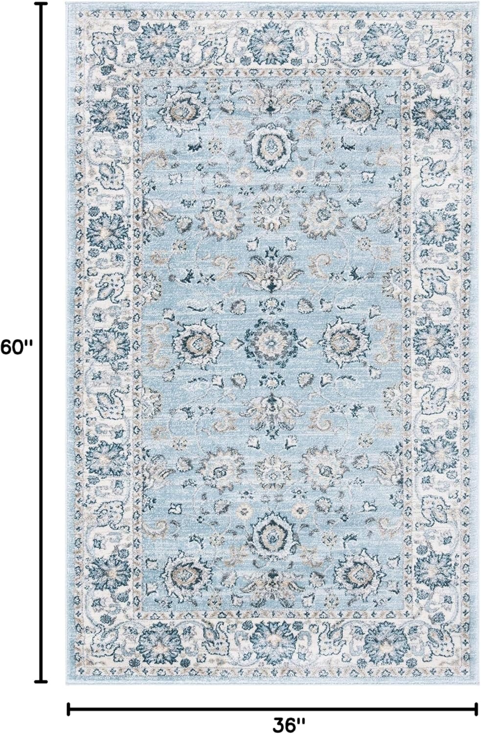 image:imageSAFAVIEH Isabella Collection Area Rug 9 x 12 Light Blue amp Cream Oriental Design NonShedding amp Easy Care Ideal for High Traffic Areas in Living Room Bedroom ISA940MLight BlueCream