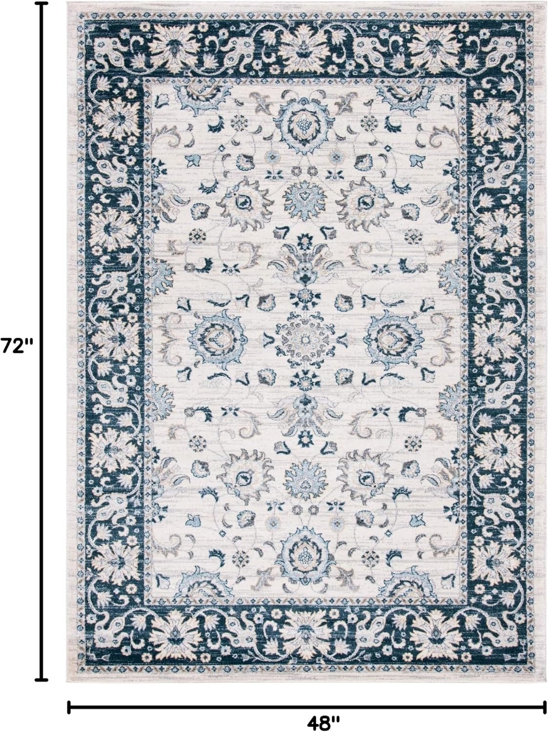 image:imageSAFAVIEH Isabella Collection Area Rug 9 x 12 Light Blue amp Cream Oriental Design NonShedding amp Easy Care Ideal for High Traffic Areas in Living Room Bedroom ISA940MCreamNavy
