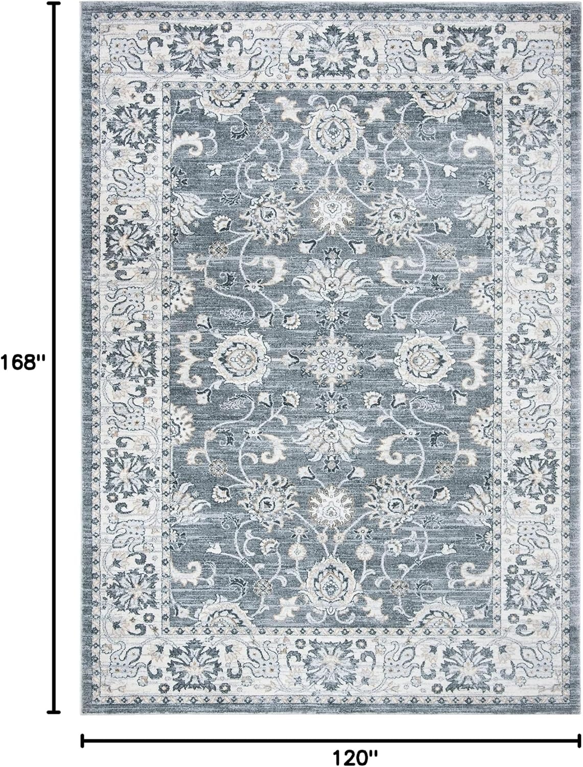 image:imageSAFAVIEH Isabella Collection Area Rug 9 x 12 Light Blue amp Cream Oriental Design NonShedding amp Easy Care Ideal for High Traffic Areas in Living Room Bedroom ISA940MGreyCream