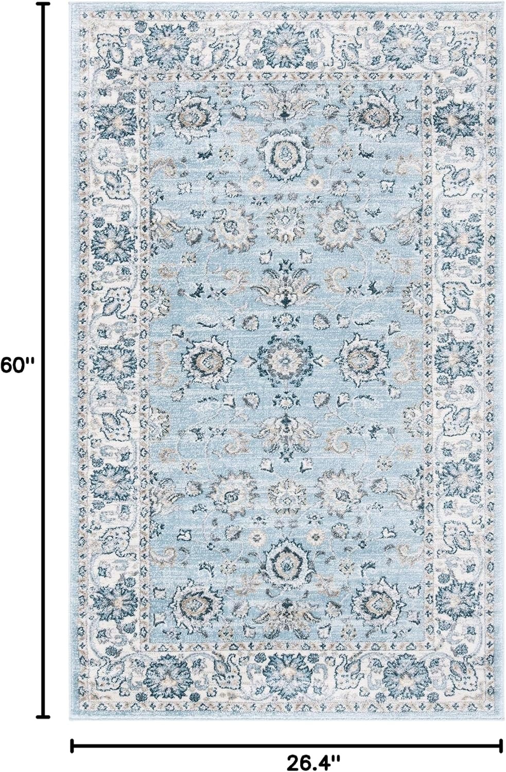 image:imageSAFAVIEH Isabella Collection Area Rug 9 x 12 Light Blue amp Cream Oriental Design NonShedding amp Easy Care Ideal for High Traffic Areas in Living Room Bedroom ISA940MLight BlueCream