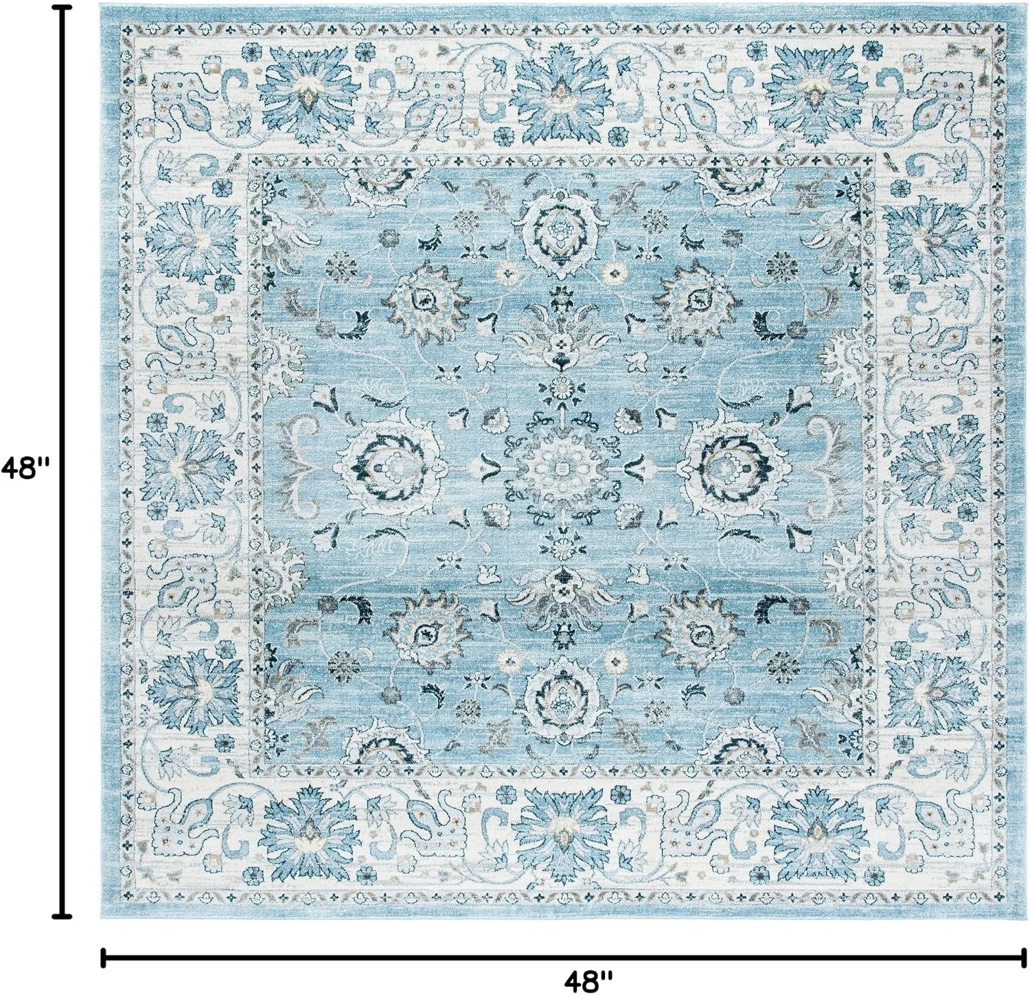 image:imageSAFAVIEH Isabella Collection Area Rug 9 x 12 Light Blue amp Cream Oriental Design NonShedding amp Easy Care Ideal for High Traffic Areas in Living Room Bedroom ISA940MLight BlueCream