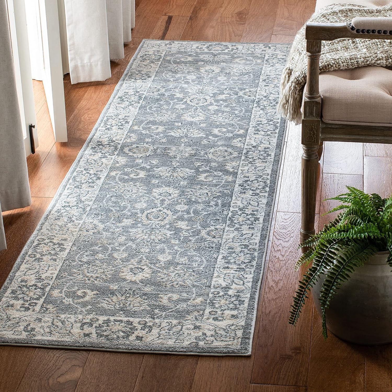image:imageSAFAVIEH Isabella Collection Area Rug 9 x 12 Light Blue amp Cream Oriental Design NonShedding amp Easy Care Ideal for High Traffic Areas in Living Room Bedroom ISA940MGreyCream
