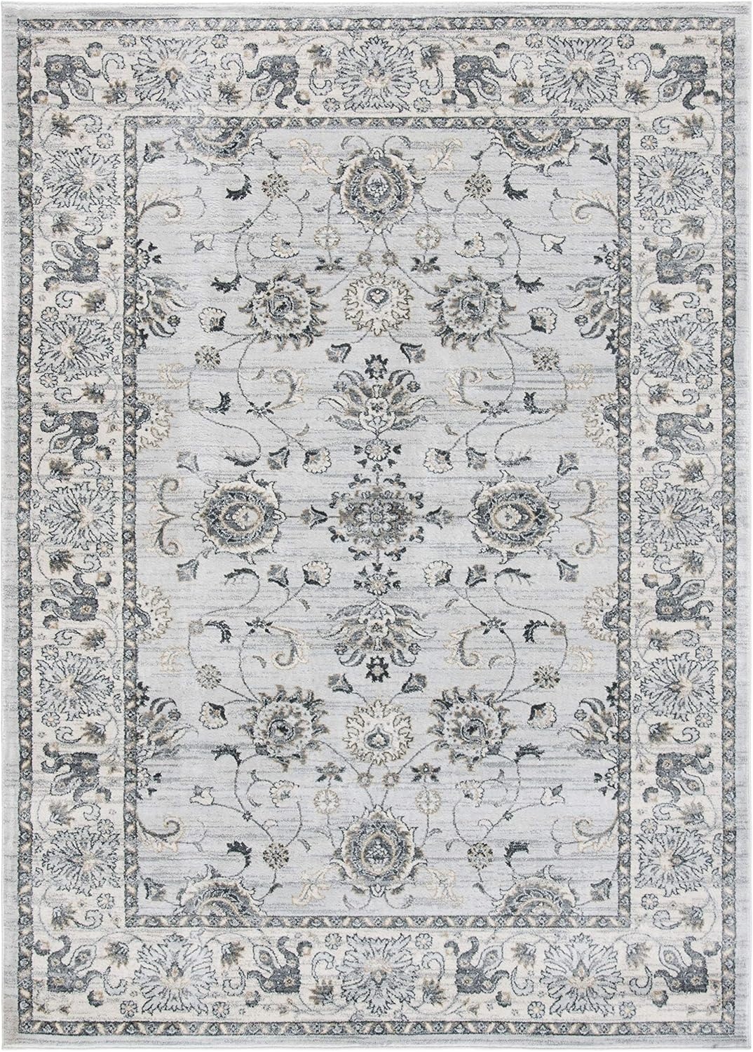 image:imageSAFAVIEH Isabella Collection Area Rug 9 x 12 Light Blue amp Cream Oriental Design NonShedding amp Easy Care Ideal for High Traffic Areas in Living Room Bedroom ISA940MLight GreyCream
