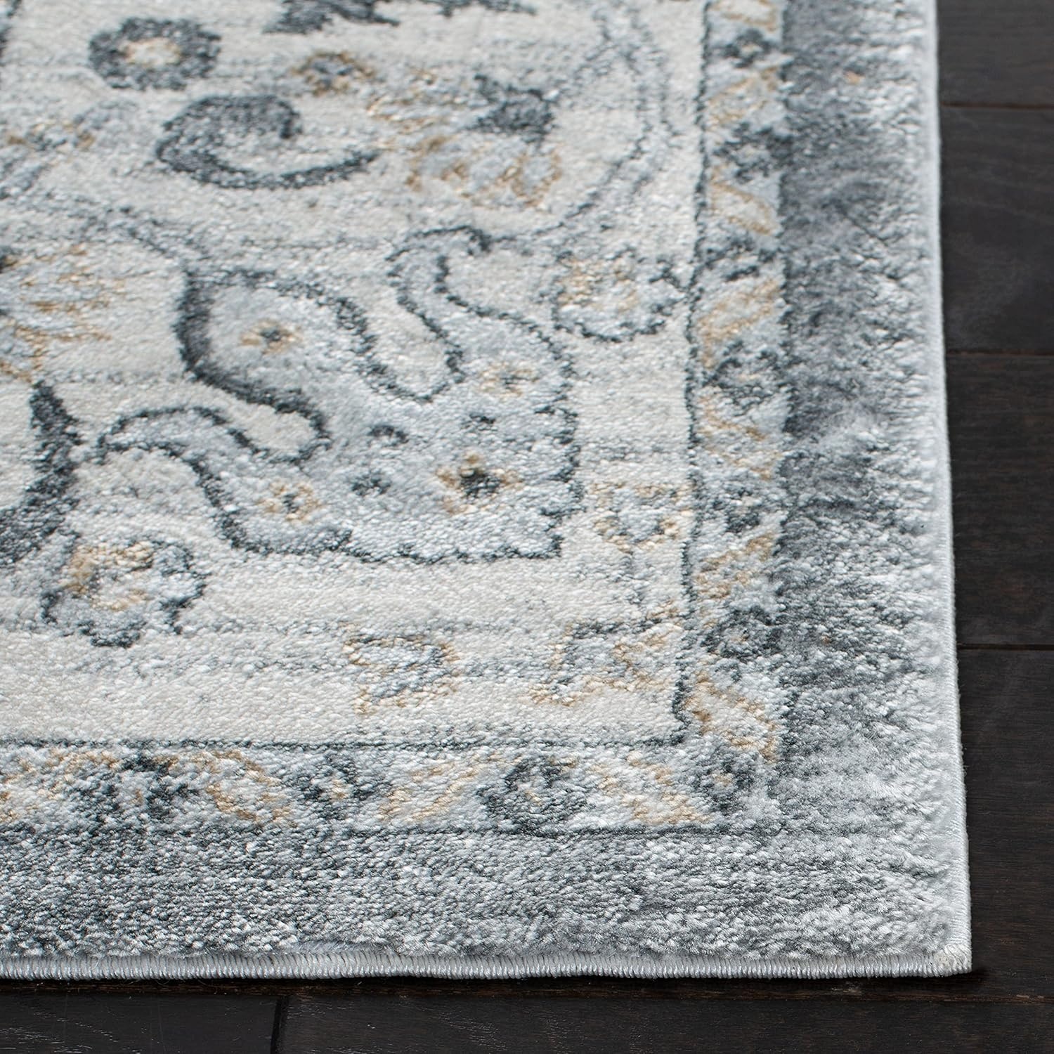image:imageSAFAVIEH Isabella Collection Area Rug 9 x 12 Light Blue amp Cream Oriental Design NonShedding amp Easy Care Ideal for High Traffic Areas in Living Room Bedroom ISA940MGreyCream