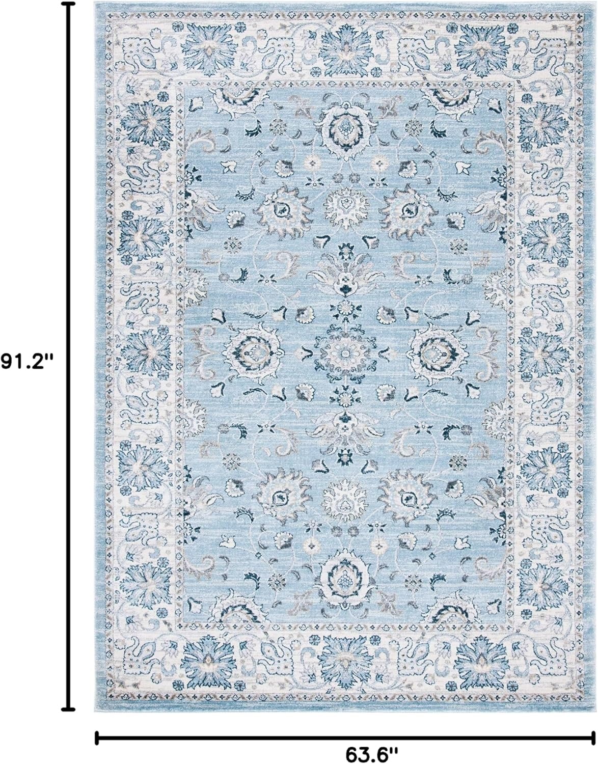 image:imageSAFAVIEH Isabella Collection Area Rug 9 x 12 Light Blue amp Cream Oriental Design NonShedding amp Easy Care Ideal for High Traffic Areas in Living Room Bedroom ISA940MLight BlueCream