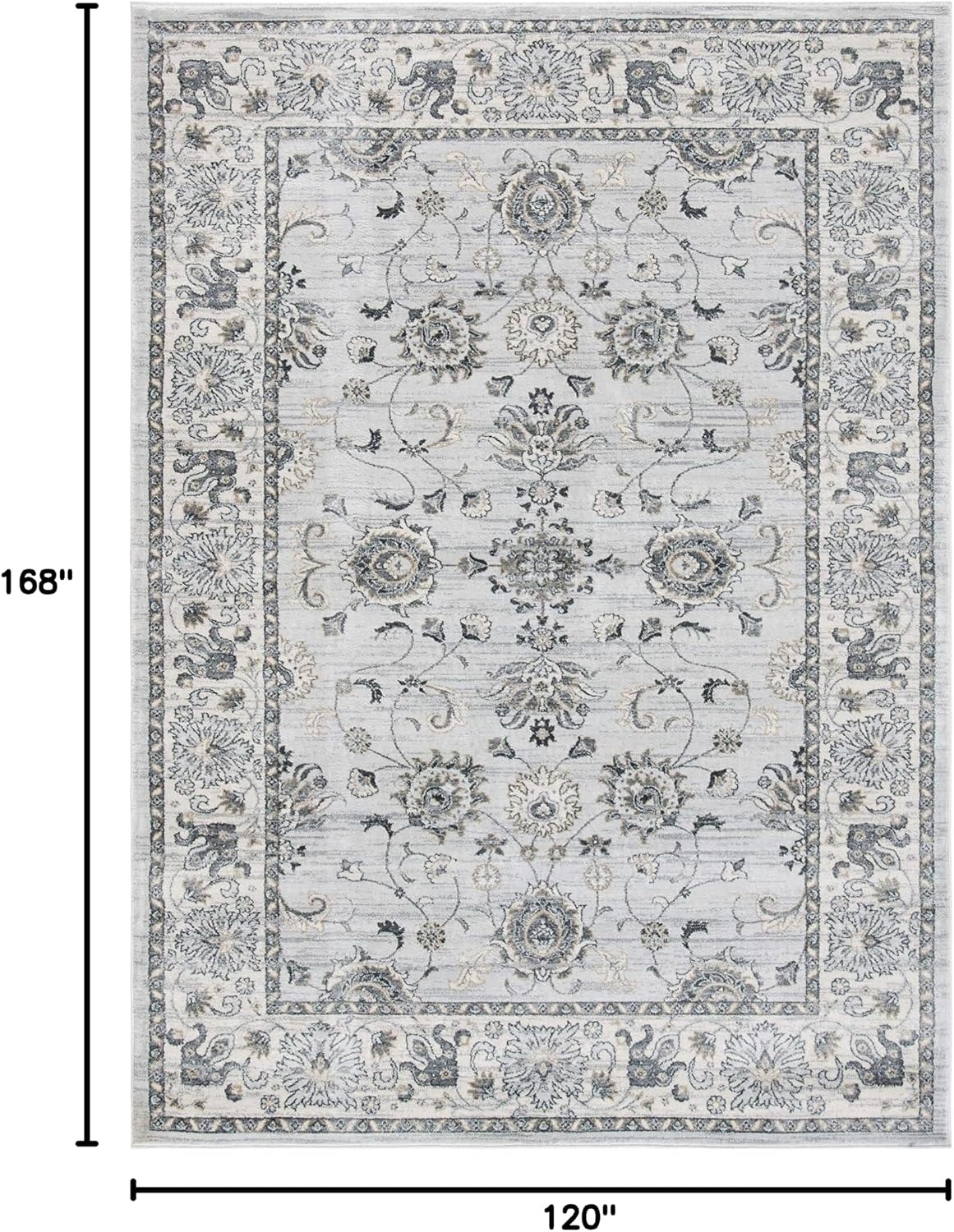 image:imageSAFAVIEH Isabella Collection Area Rug 9 x 12 Light Blue amp Cream Oriental Design NonShedding amp Easy Care Ideal for High Traffic Areas in Living Room Bedroom ISA940MLight GreyCream