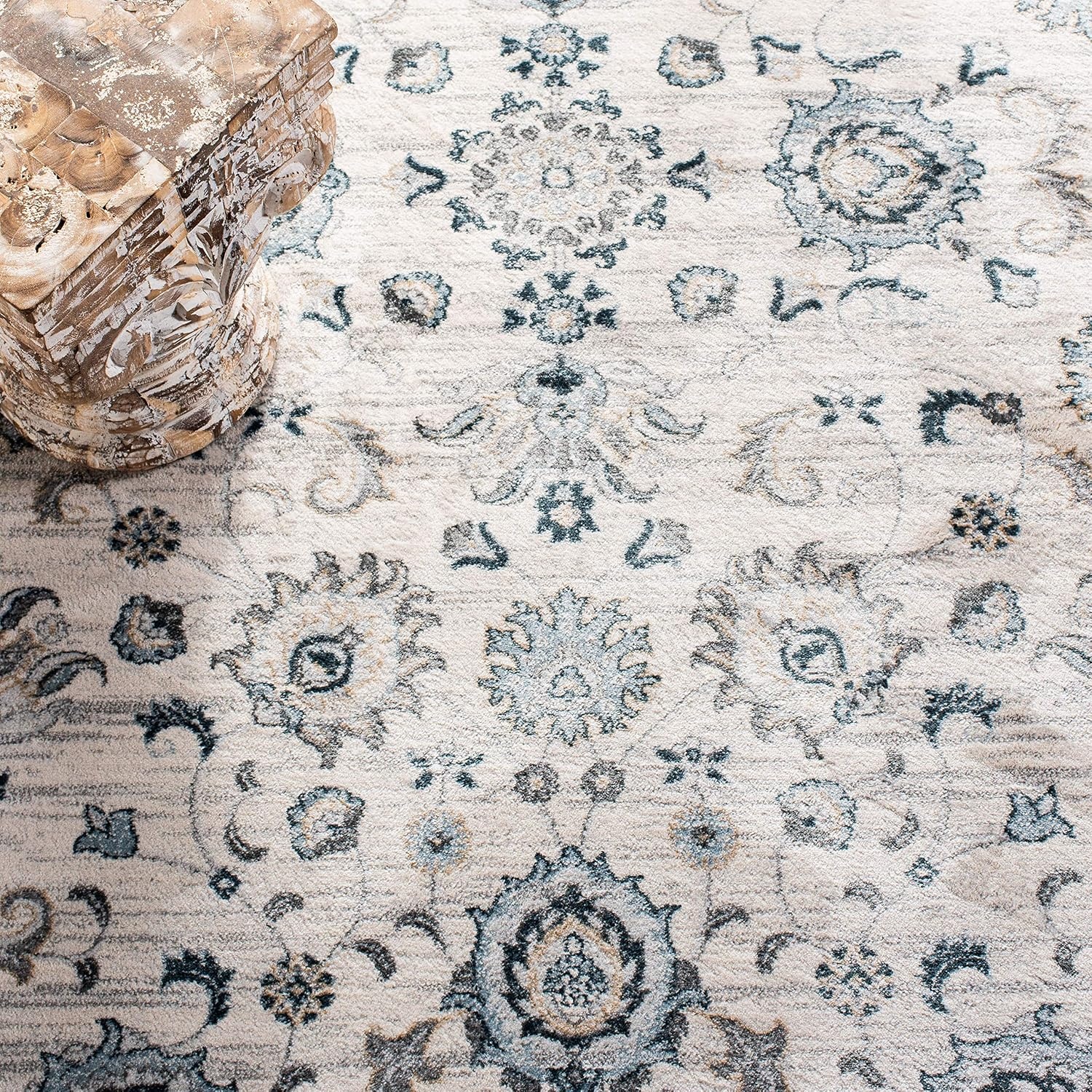 image:imageSAFAVIEH Isabella Collection Area Rug 9 x 12 Light Blue amp Cream Oriental Design NonShedding amp Easy Care Ideal for High Traffic Areas in Living Room Bedroom ISA940MCreamNavy