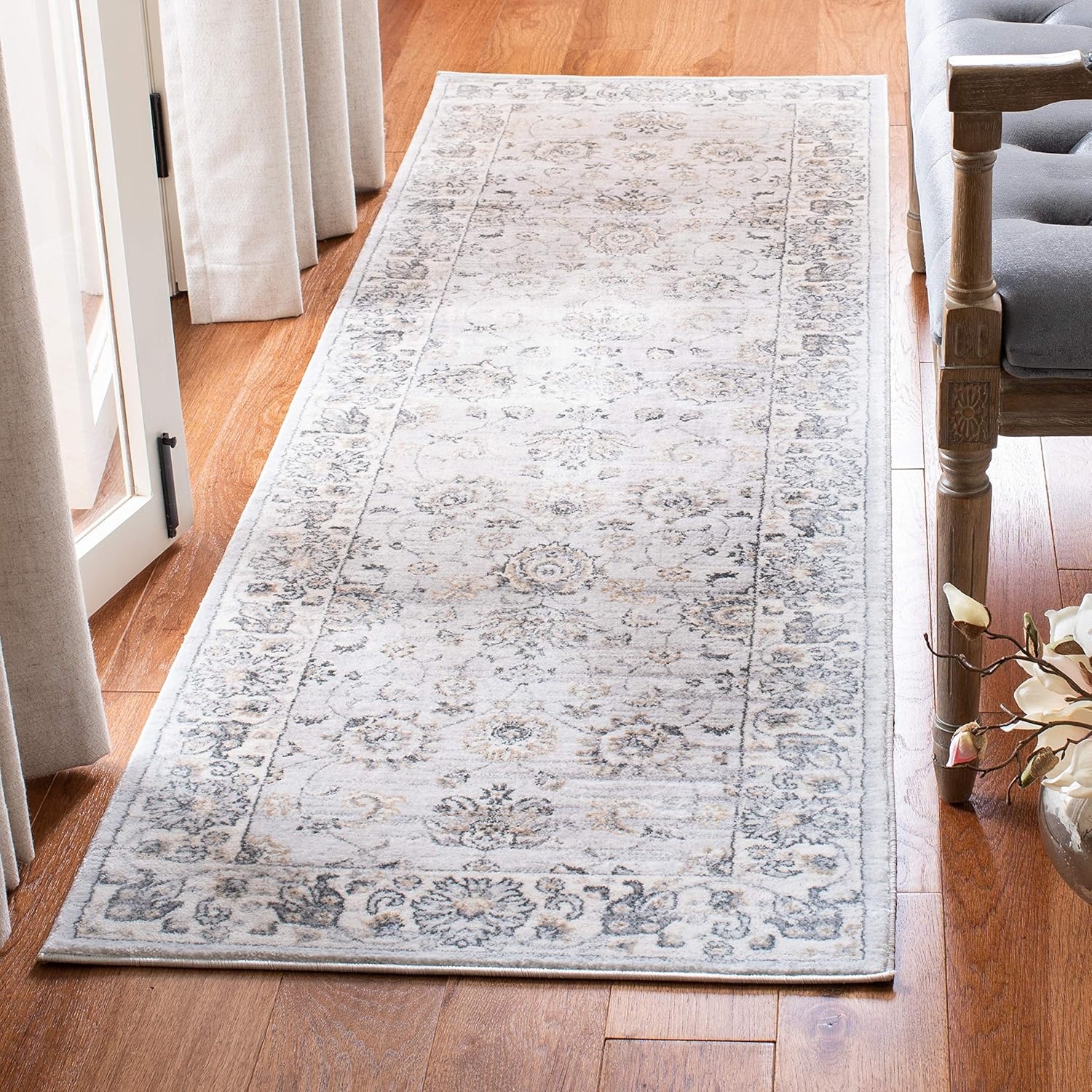 image:imageSAFAVIEH Isabella Collection Area Rug 9 x 12 Light Blue amp Cream Oriental Design NonShedding amp Easy Care Ideal for High Traffic Areas in Living Room Bedroom ISA940MLight GreyCream