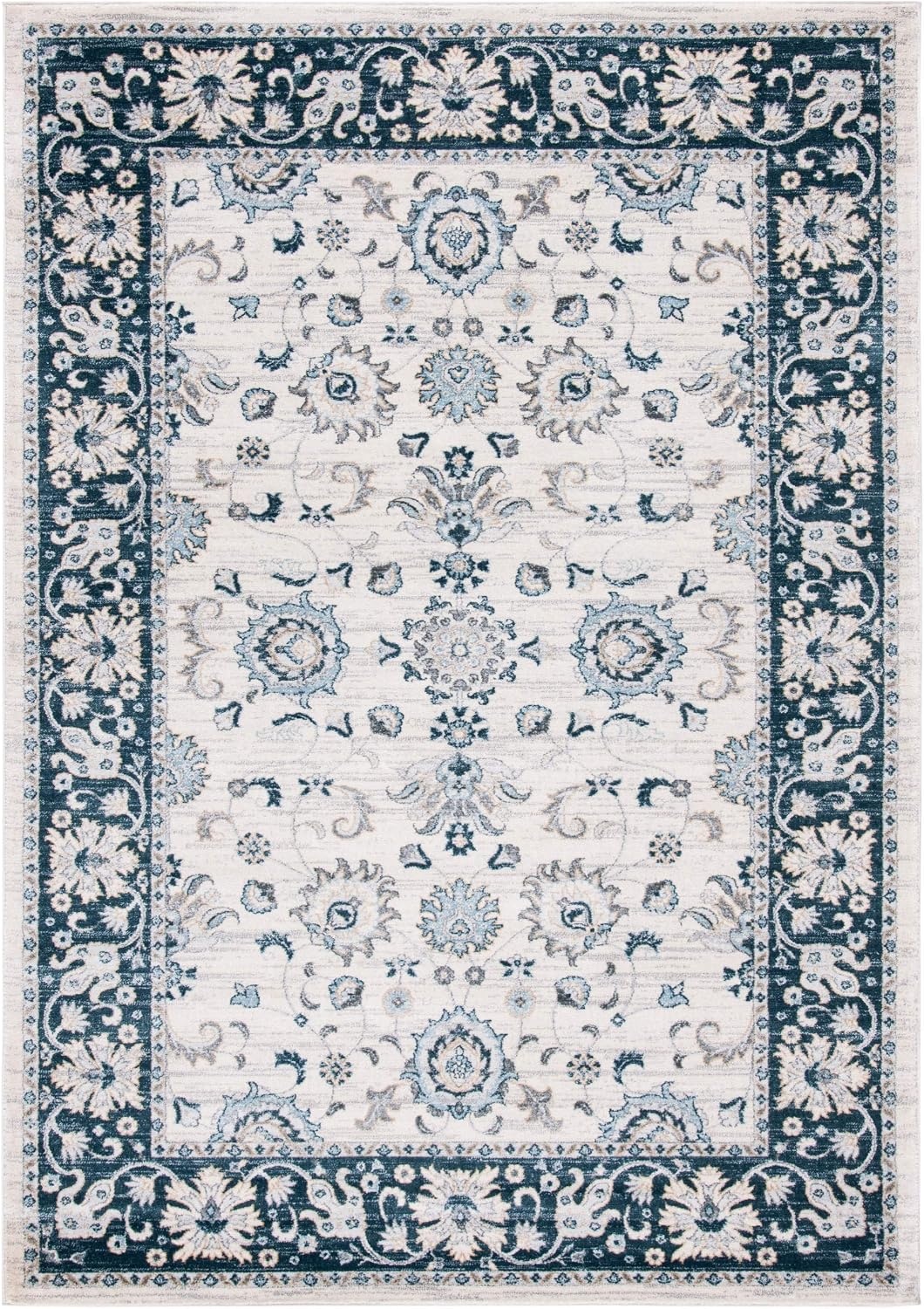 image:imageSAFAVIEH Isabella Collection Area Rug 9 x 12 Light Blue amp Cream Oriental Design NonShedding amp Easy Care Ideal for High Traffic Areas in Living Room Bedroom ISA940MCreamNavy