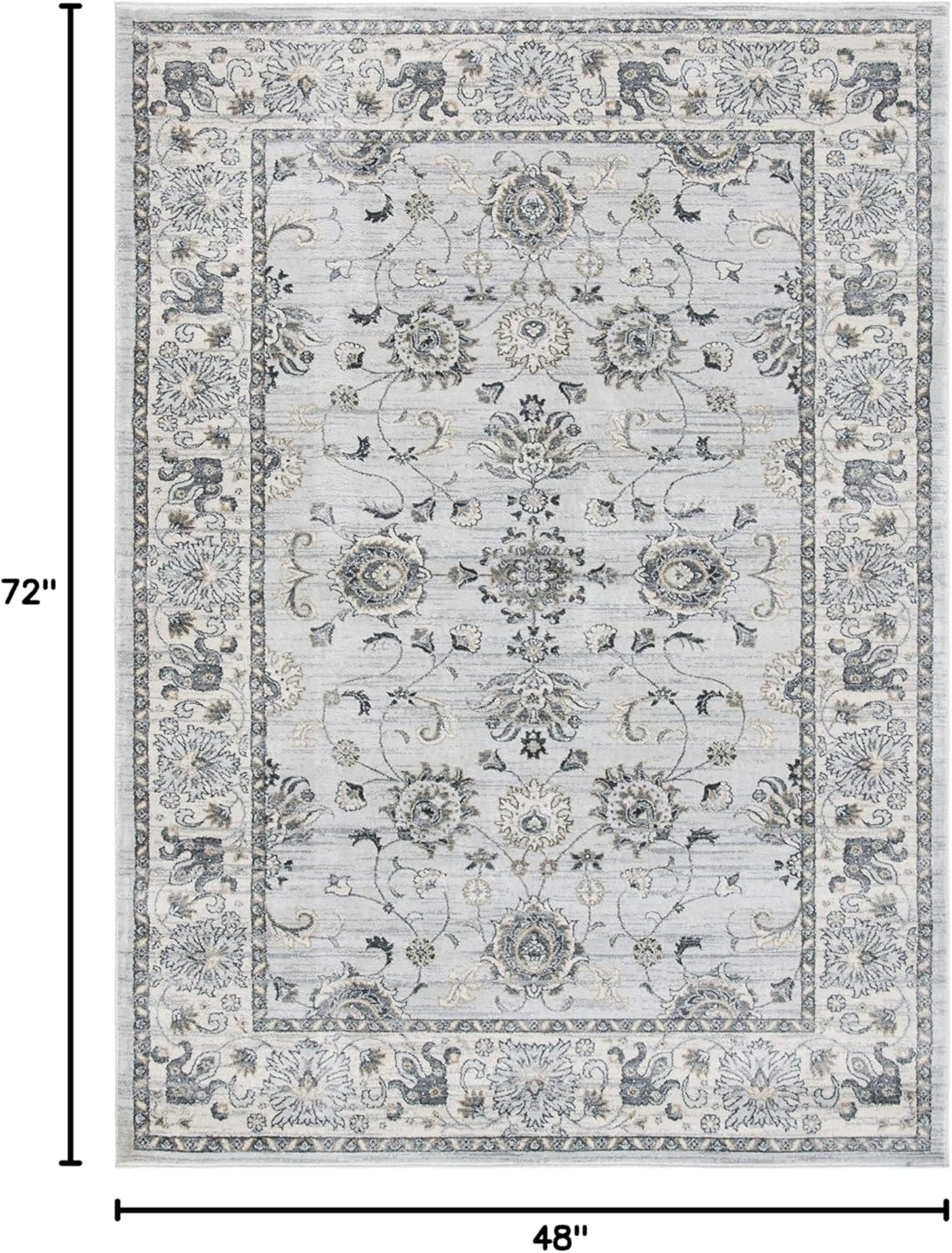 image:imageSAFAVIEH Isabella Collection Area Rug 9 x 12 Light Blue amp Cream Oriental Design NonShedding amp Easy Care Ideal for High Traffic Areas in Living Room Bedroom ISA940MLight GreyCream
