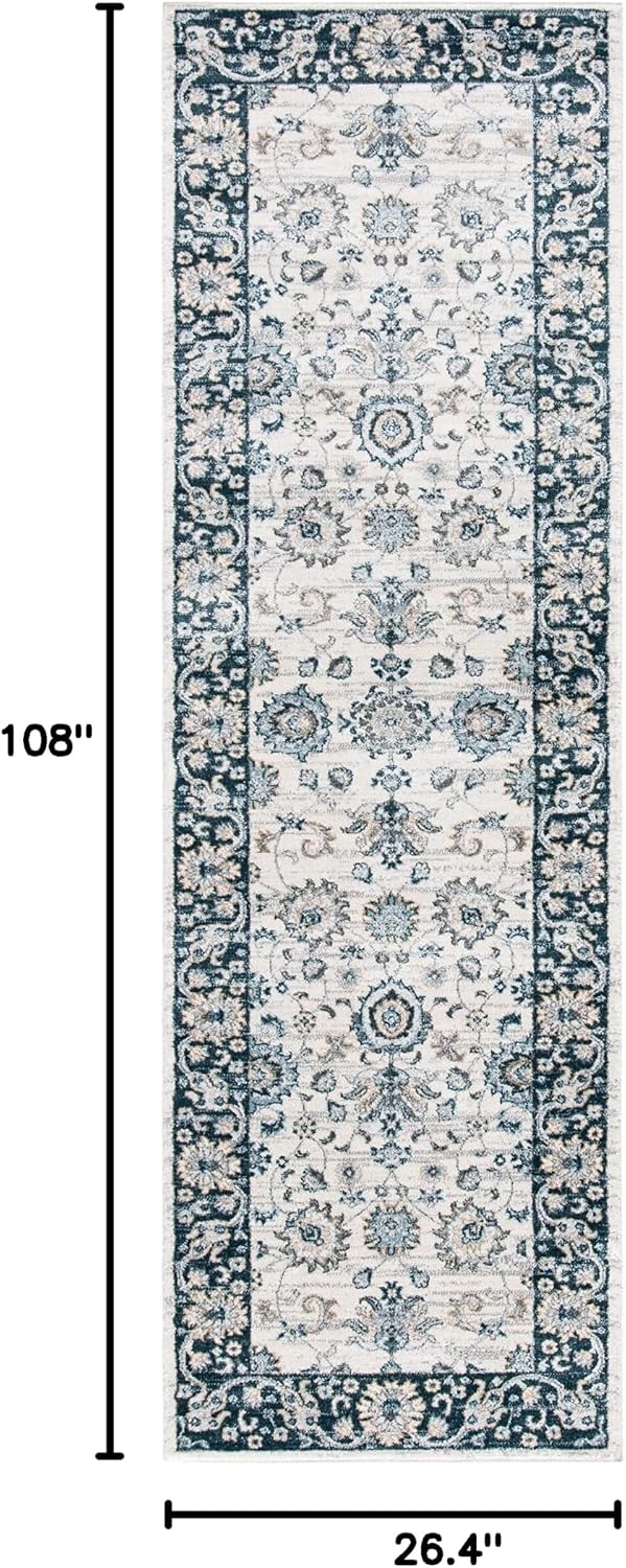 image:imageSAFAVIEH Isabella Collection Area Rug 9 x 12 Light Blue amp Cream Oriental Design NonShedding amp Easy Care Ideal for High Traffic Areas in Living Room Bedroom ISA940MCreamNavy