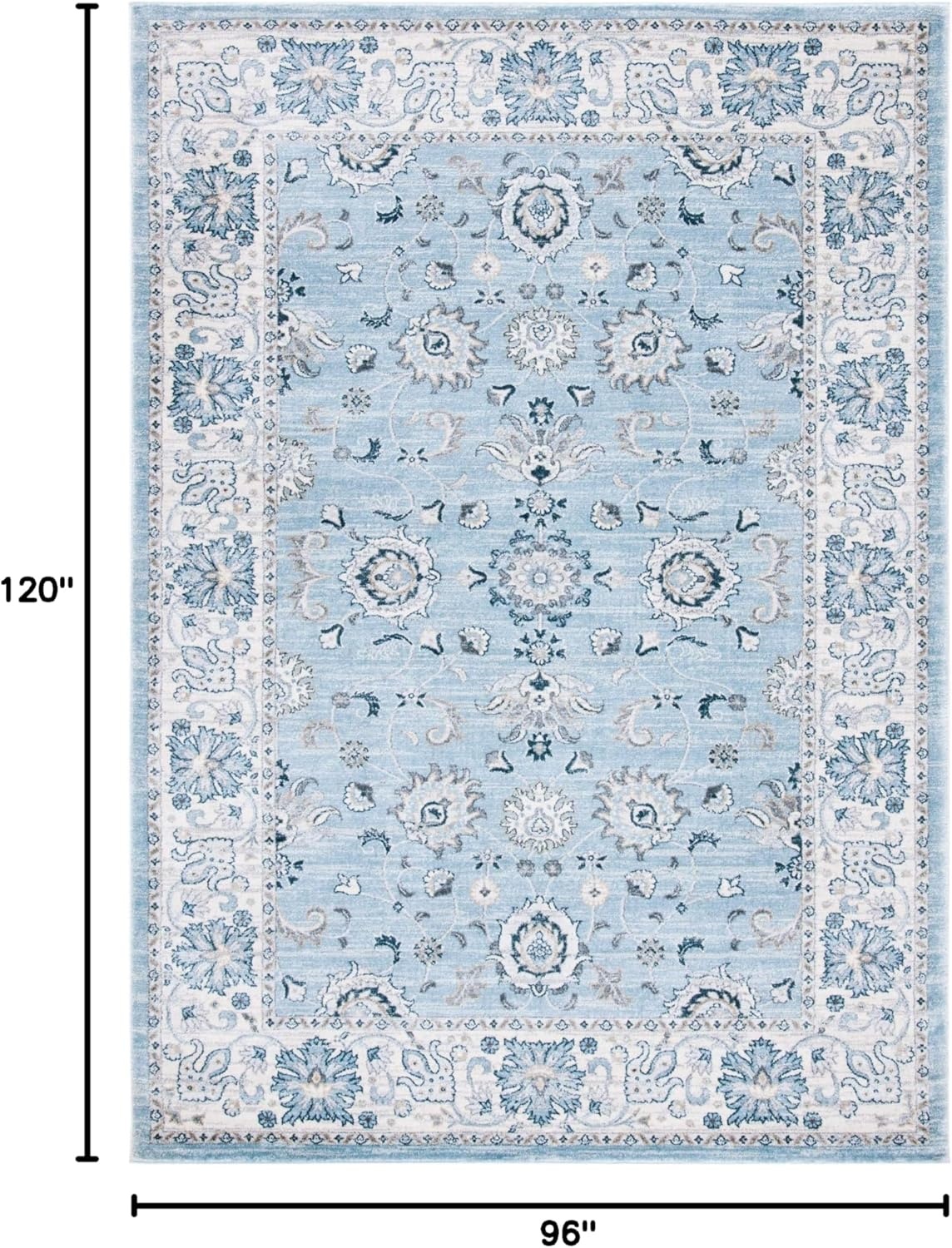 image:imageSAFAVIEH Isabella Collection Area Rug 9 x 12 Light Blue amp Cream Oriental Design NonShedding amp Easy Care Ideal for High Traffic Areas in Living Room Bedroom ISA940MLight BlueCream
