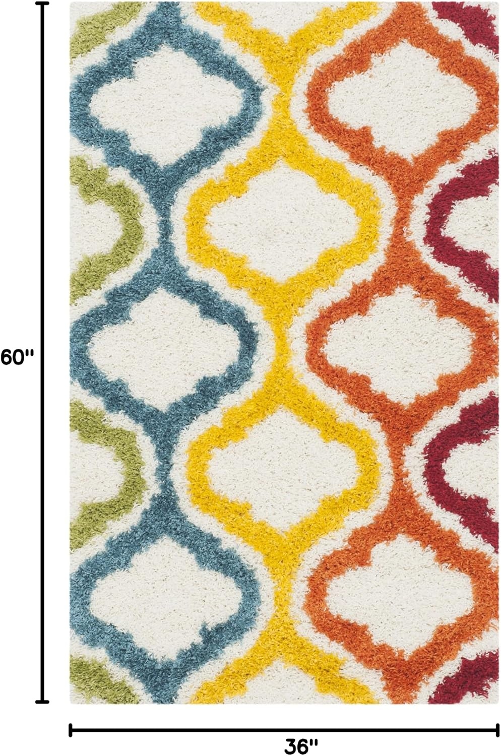 image:imageSAFAVIEH Kids Shag Collection Area Rug 86 x 12 Ivory amp Multi Rainbow Moroccan Design NonShedding amp Easy Care 2inch Thick Ideal for High Traffic Areas in Living Room Bedroom SGK561AIvoryMulti