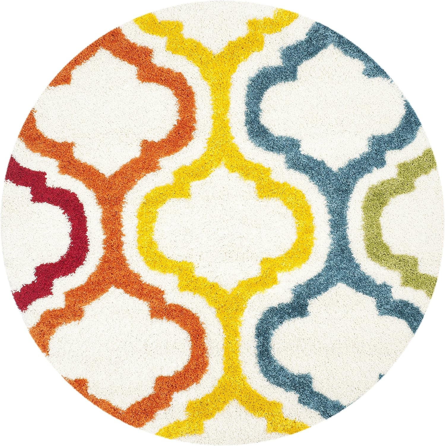 image:imageSAFAVIEH Kids Shag Collection Area Rug 86 x 12 Ivory amp Multi Rainbow Moroccan Design NonShedding amp Easy Care 2inch Thick Ideal for High Traffic Areas in Living Room Bedroom SGK561AIvoryMulti