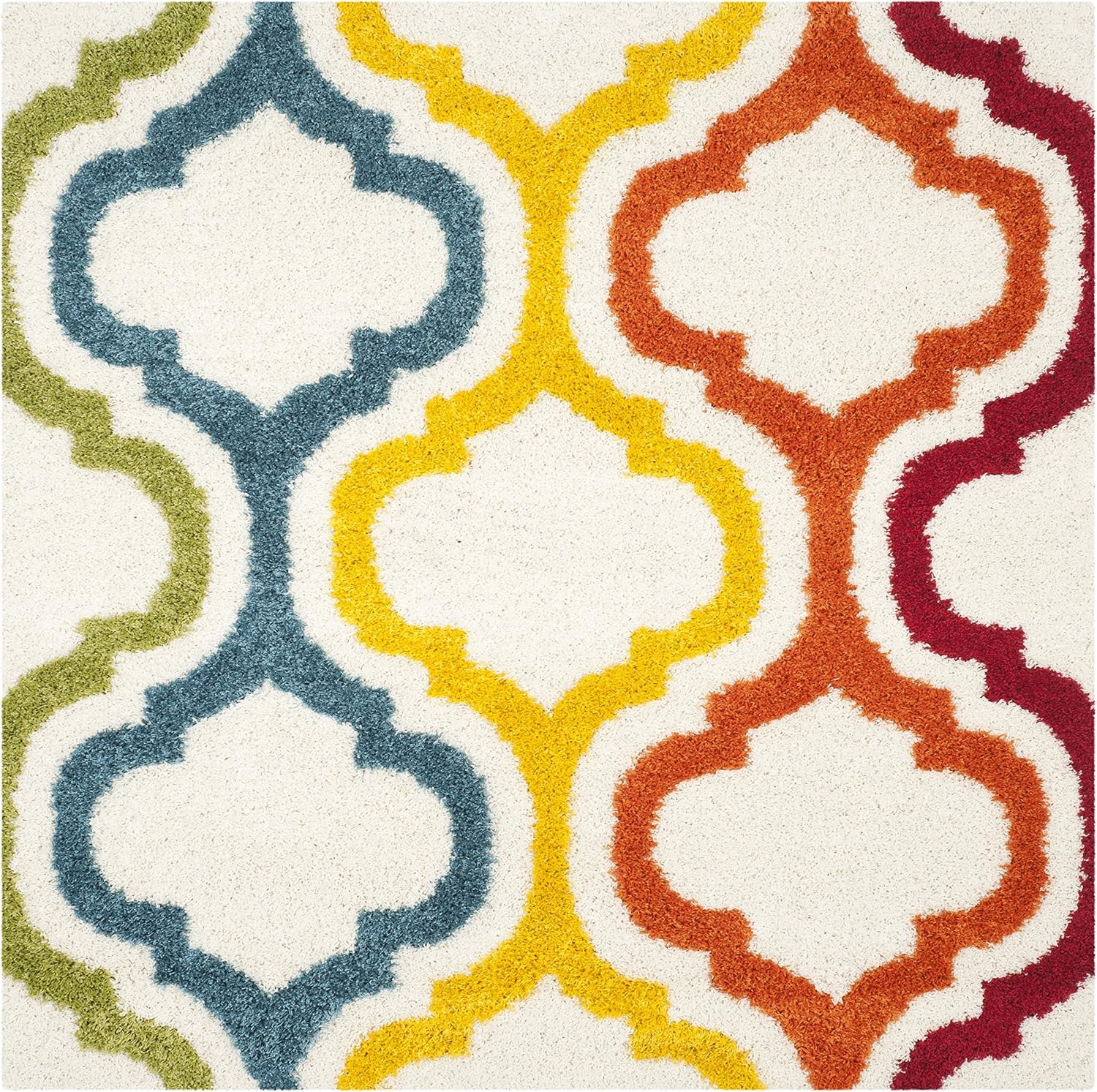 image:imageSAFAVIEH Kids Shag Collection Area Rug 86 x 12 Ivory amp Multi Rainbow Moroccan Design NonShedding amp Easy Care 2inch Thick Ideal for High Traffic Areas in Living Room Bedroom SGK561AIvoryMulti