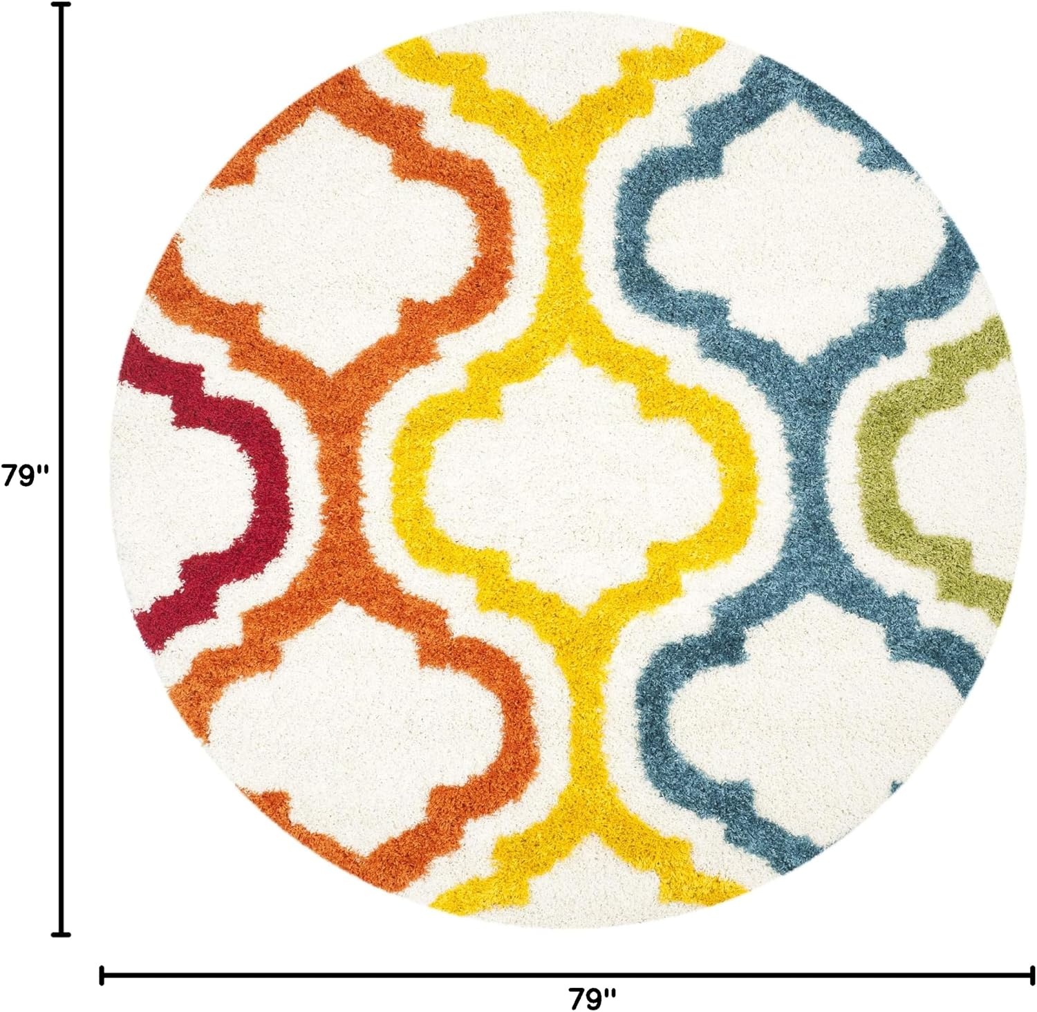 image:imageSAFAVIEH Kids Shag Collection Area Rug 86 x 12 Ivory amp Multi Rainbow Moroccan Design NonShedding amp Easy Care 2inch Thick Ideal for High Traffic Areas in Living Room Bedroom SGK561AIvoryMulti