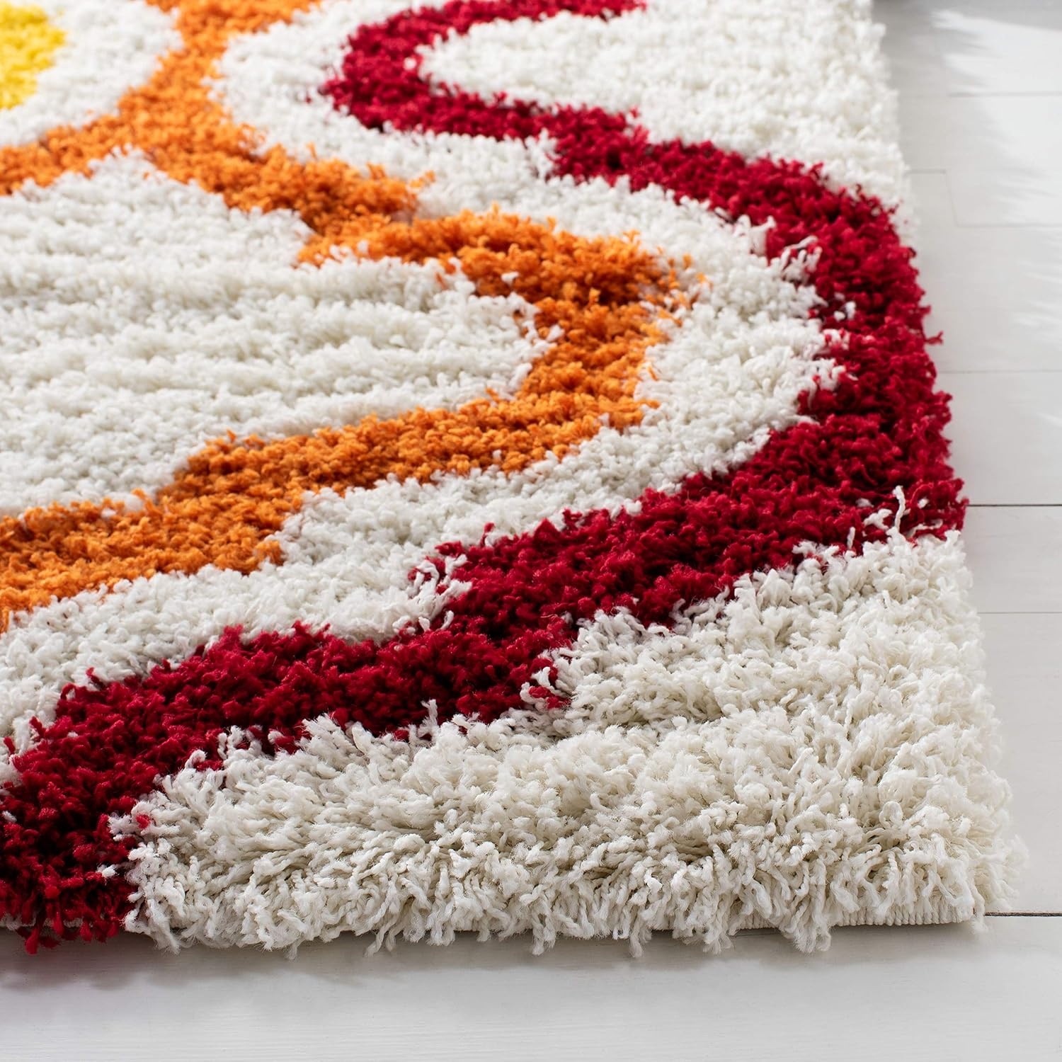 image:imageSAFAVIEH Kids Shag Collection Area Rug 86 x 12 Ivory amp Multi Rainbow Moroccan Design NonShedding amp Easy Care 2inch Thick Ideal for High Traffic Areas in Living Room Bedroom SGK561AIvoryMulti