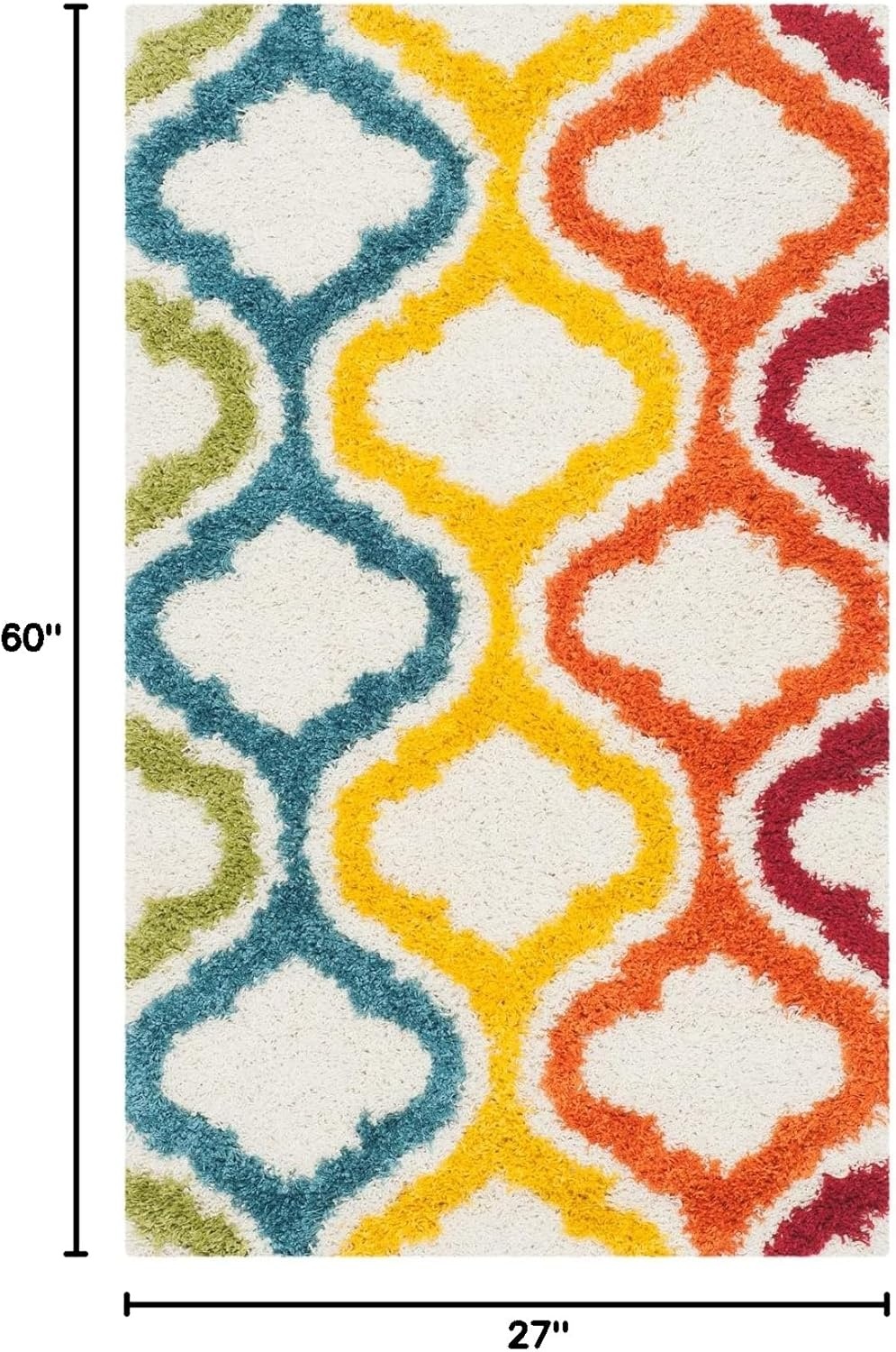 image:imageSAFAVIEH Kids Shag Collection Area Rug 86 x 12 Ivory amp Multi Rainbow Moroccan Design NonShedding amp Easy Care 2inch Thick Ideal for High Traffic Areas in Living Room Bedroom SGK561AIvoryMulti