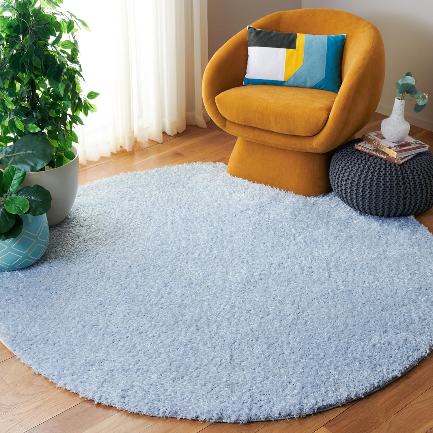 image:imageSAFAVIEH Lindsay Shag Collection Area Rug 9 x 12 Beige Modern Design 2inch Thick Ideal for the Living Room Dining Bedroom LNS560BAqua