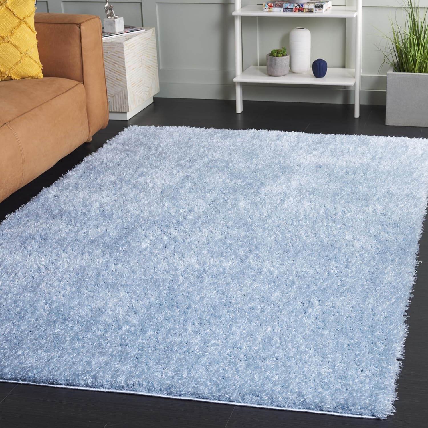 image:imageSAFAVIEH Lindsay Shag Collection Area Rug 9 x 12 Beige Modern Design 2inch Thick Ideal for the Living Room Dining Bedroom LNS560BAqua
