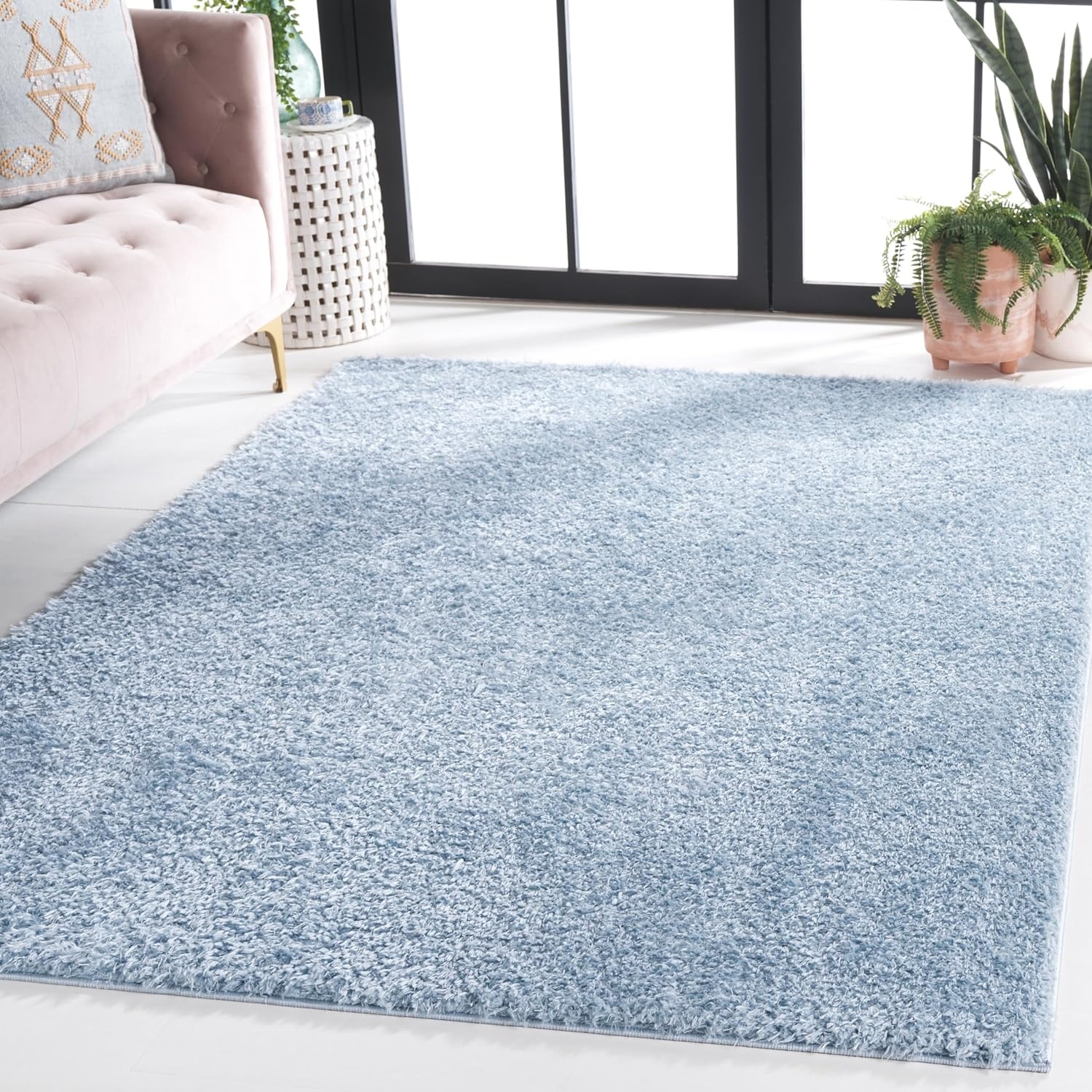 image:imageSAFAVIEH Lindsay Shag Collection Area Rug 9 x 12 Beige Modern Design 2inch Thick Ideal for the Living Room Dining Bedroom LNS560BAqua