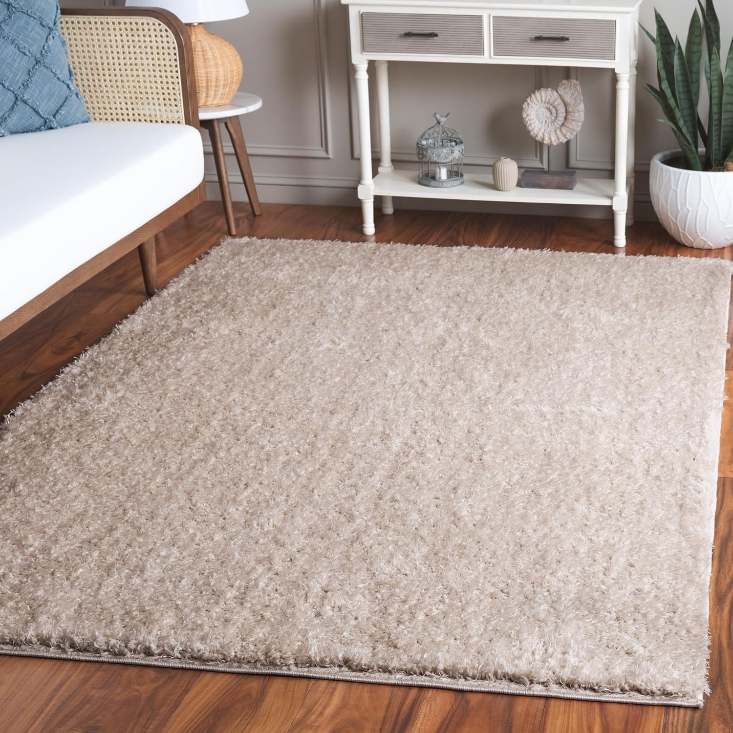 image:imageSAFAVIEH Lindsay Shag Collection Area Rug 9 x 12 Beige Modern Design 2inch Thick Ideal for the Living Room Dining Bedroom LNS560BBeige